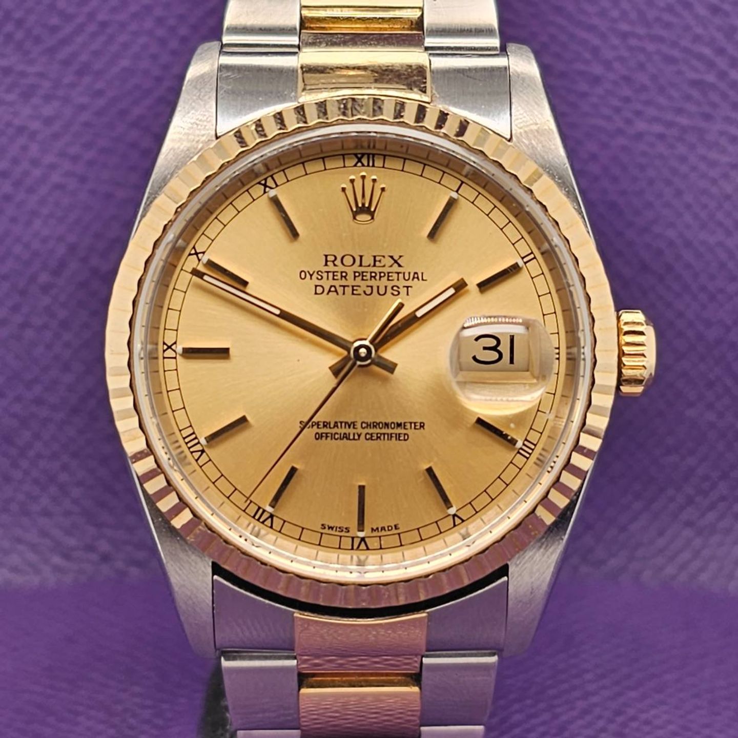 Rolex Datejust 36 16233 (2000) - Champagne dial 36 mm Gold/Steel case (3/5)