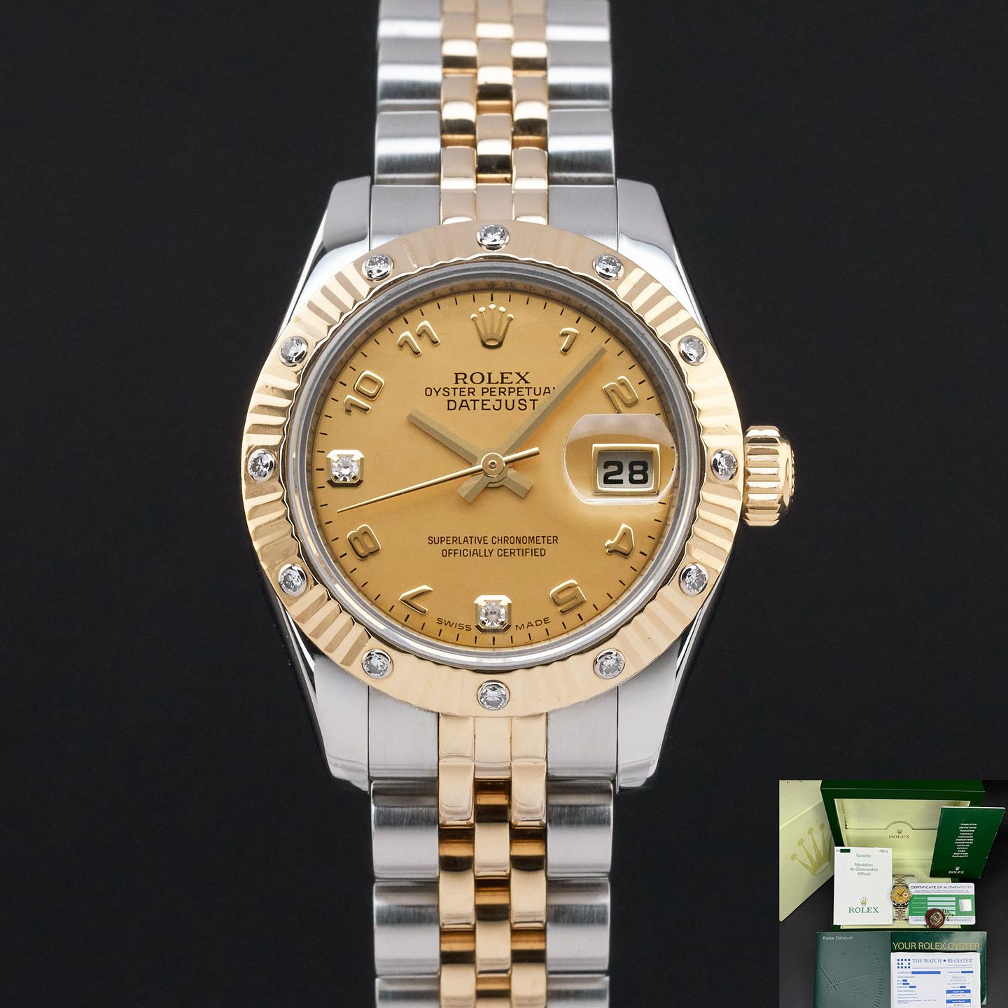 Rolex Lady-Datejust 179313 (2006) - Champagne dial 26 mm Gold/Steel case (1/8)