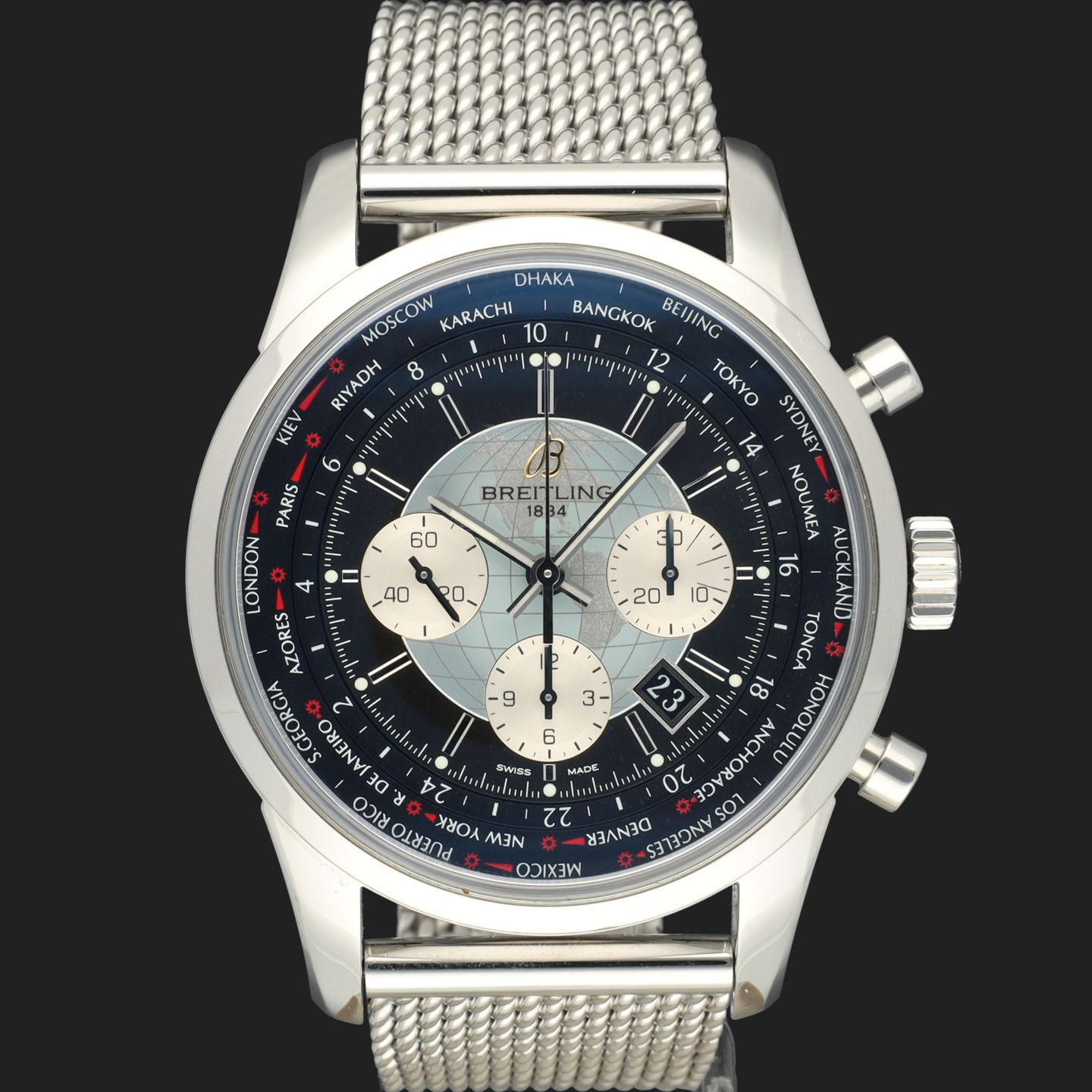 Breitling Transocean Chronograph Unitime AB0510U4 (2014) - Zwart wijzerplaat 46mm Staal (3/8)