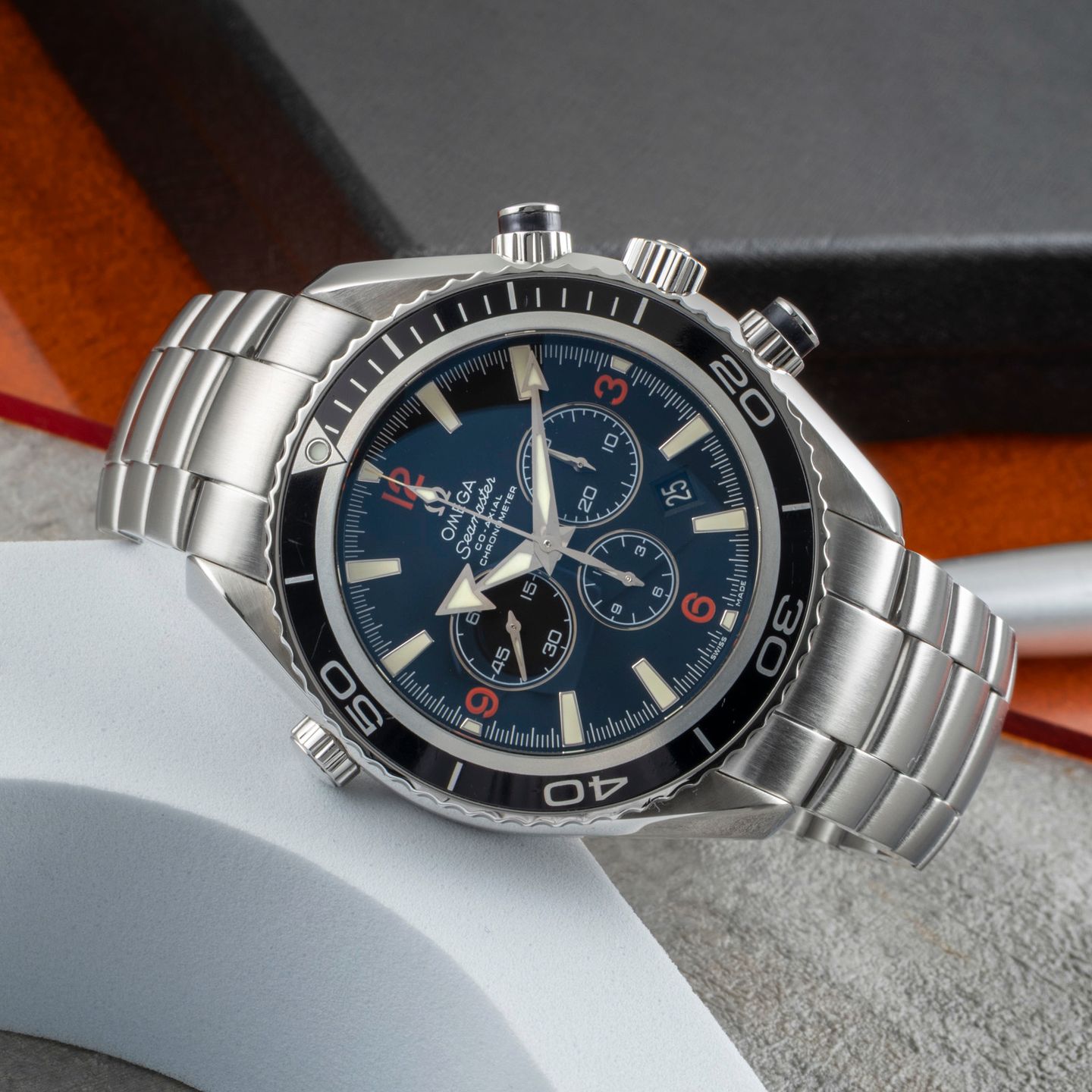 Omega Seamaster Planet Ocean Chronograph 2210.51.00 (Onbekend (willekeurig serienummer)) - Zwart wijzerplaat 46mm Staal (2/8)