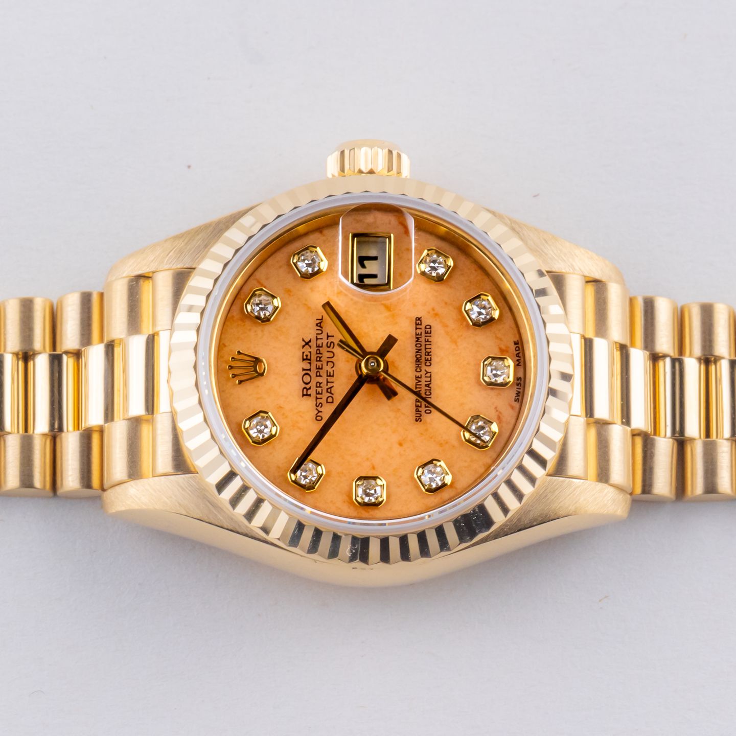 Rolex Lady-Datejust 79178 (1997) - Orange dial 26 mm Yellow Gold case (5/8)