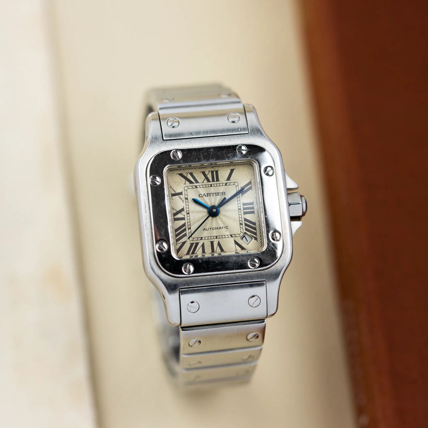 Cartier Santos Galbée 2423 (2001) - Zilver wijzerplaat 24mm Staal (1/7)