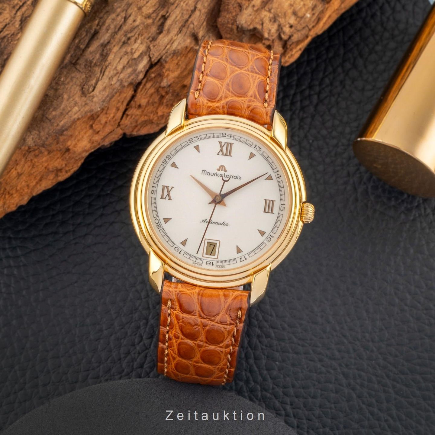 Maurice Lacroix Les Classiques Date 23293 (1995) - Beige wijzerplaat 35mm Goud/Staal (3/8)