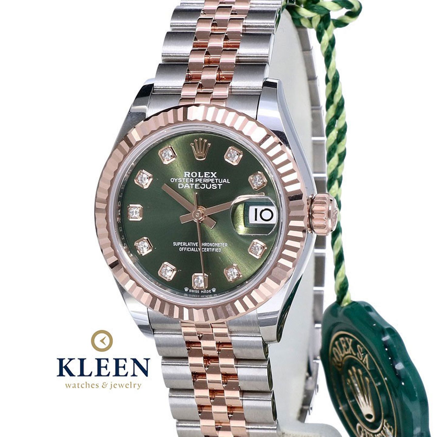 Rolex Lady-Datejust 279171 (2023) - Green dial 28 mm Steel case (1/8)