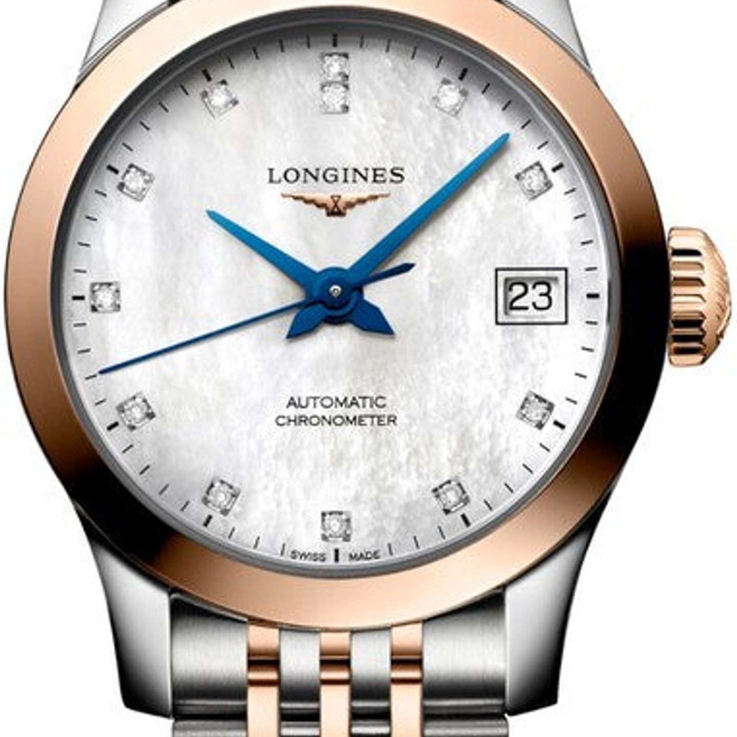Longines Record L2.320.5.87.7 (2026) - Pearl dial 26 mm Gold/Steel case (1/1)