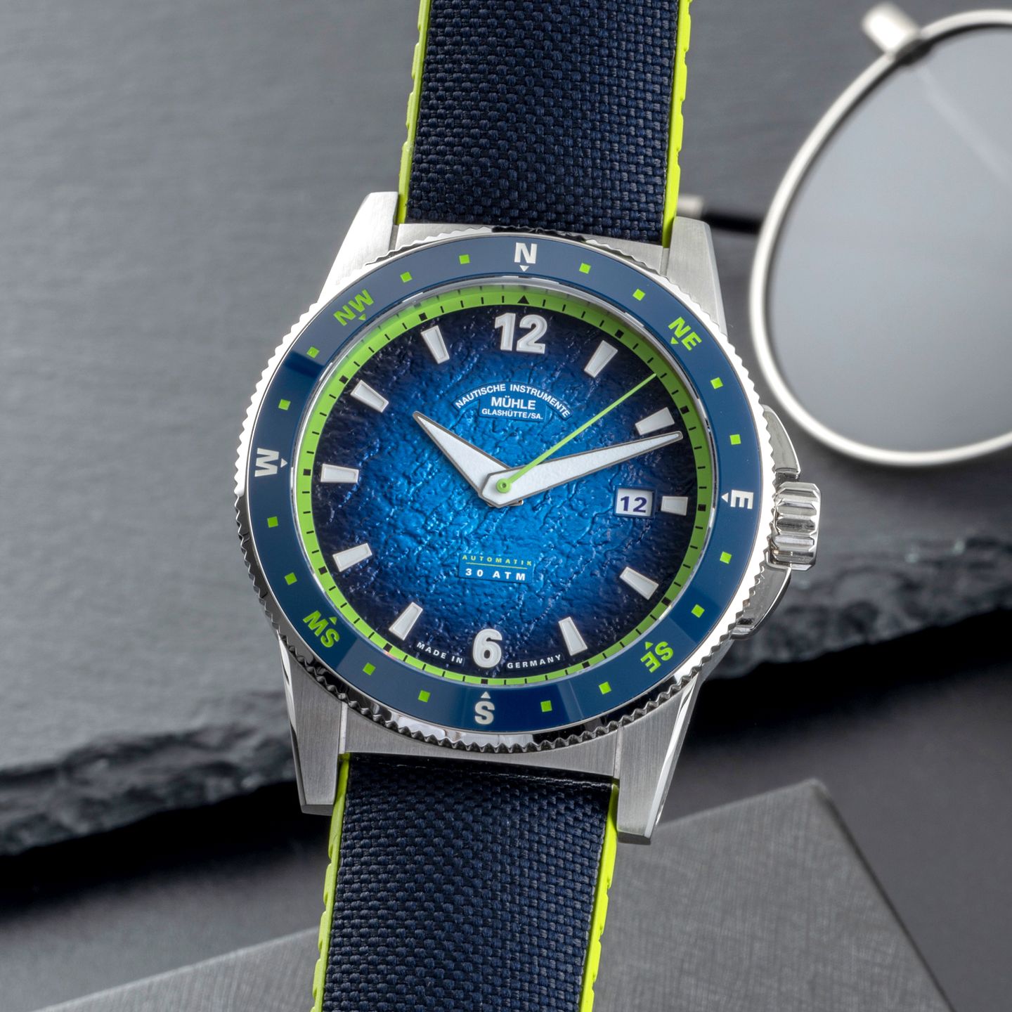 Mühle Glashütte Unknown M1-52-22-CK (Unknown (random serial)) - Blue dial 43 mm Steel case (3/8)