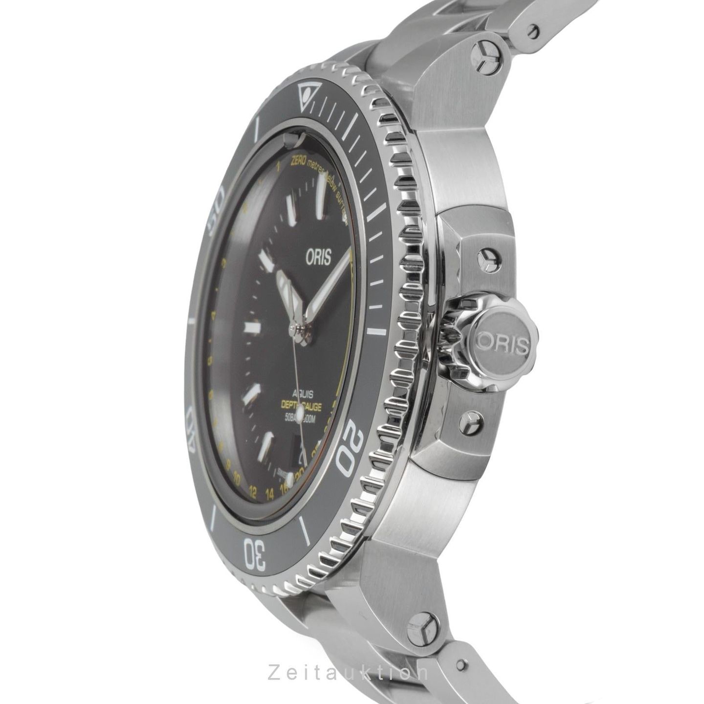 Oris Aquis Depth Gauge 01 733 7755 4154-Set MB (2023) - Zwart wijzerplaat 46mm Staal (5/8)