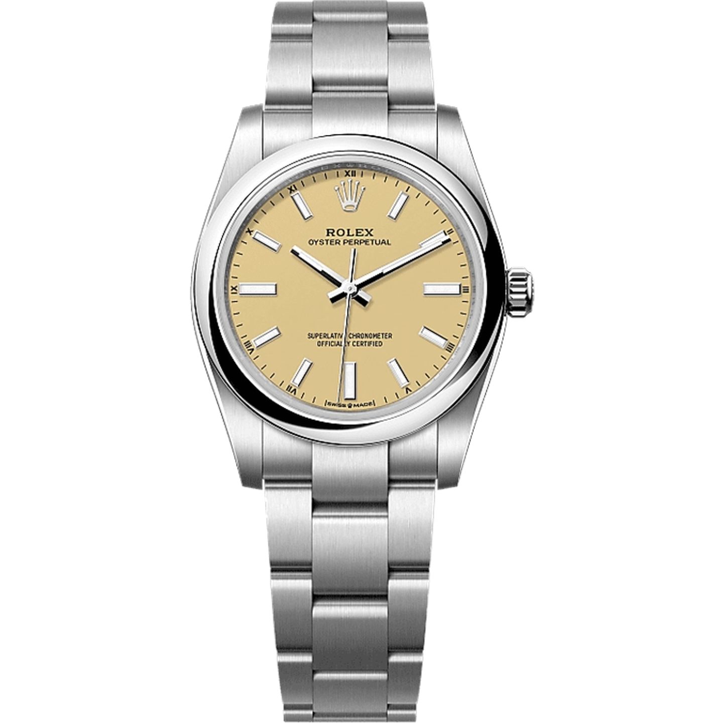 Rolex Oyster Perpetual 34 124200 (2025) - Beige wijzerplaat 34mm Staal (1/1)