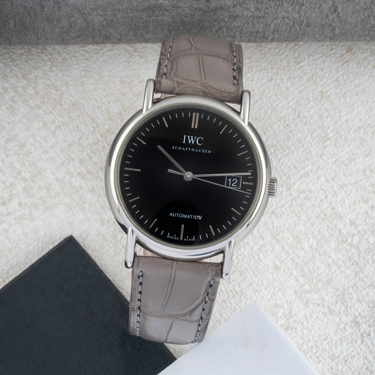 IWC Portofino Automatic IW353304 (2005) - Zwart wijzerplaat 38mm Staal (1/8)