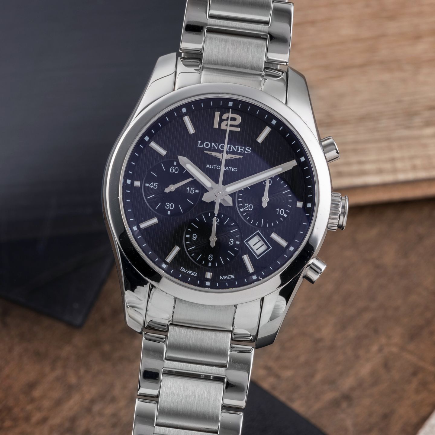 Longines Conquest Classic L2.786.4.56.6 (Unknown (random serial)) - Black dial 41 mm Steel case (3/8)