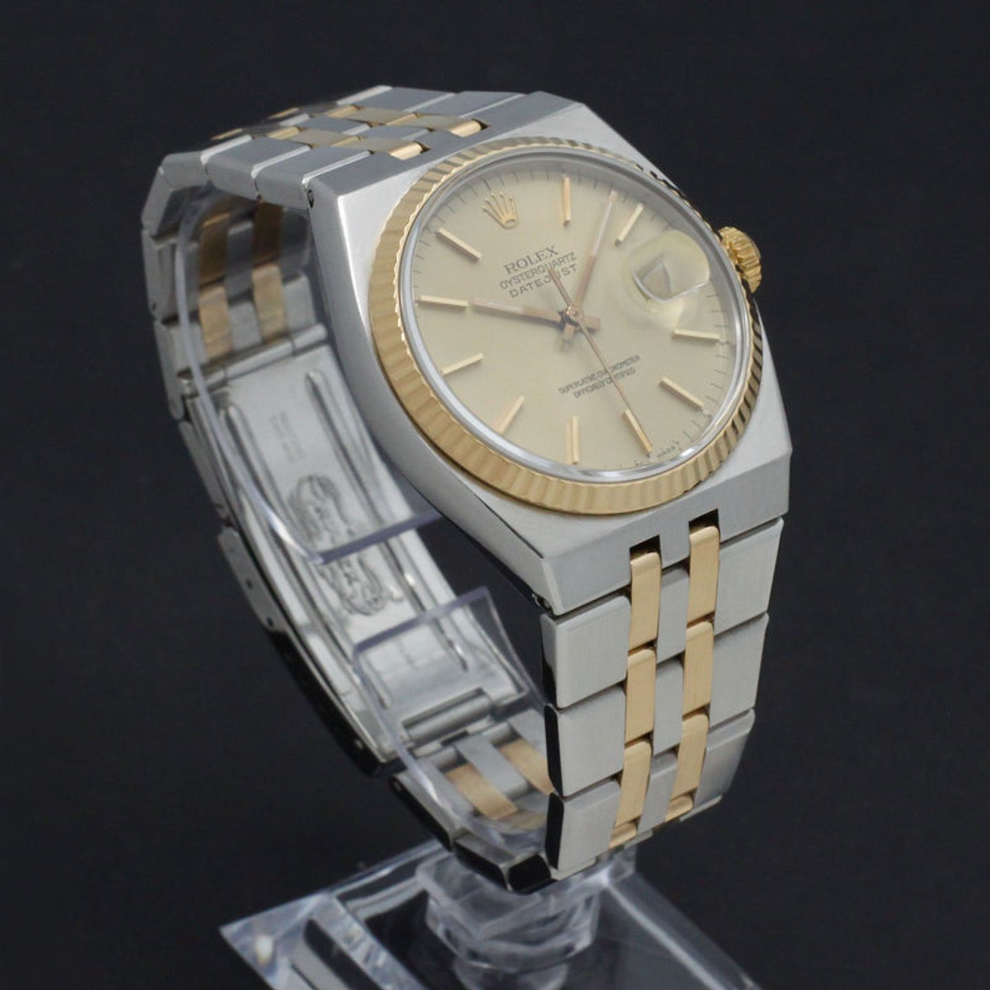 Rolex Datejust Oysterquartz 17013 (1989) - Gold dial 36 mm Gold/Steel case (4/7)