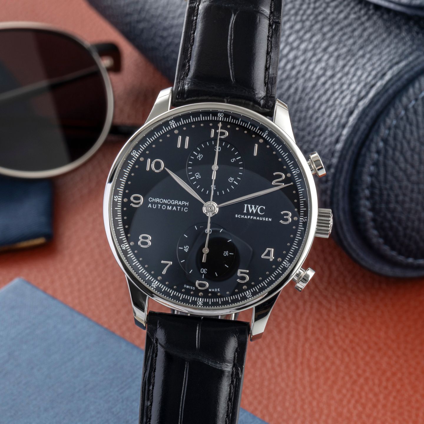 IWC Portuguese Chronograph IW371609 (Unknown (random serial)) - Black dial 41 mm Steel case (3/8)