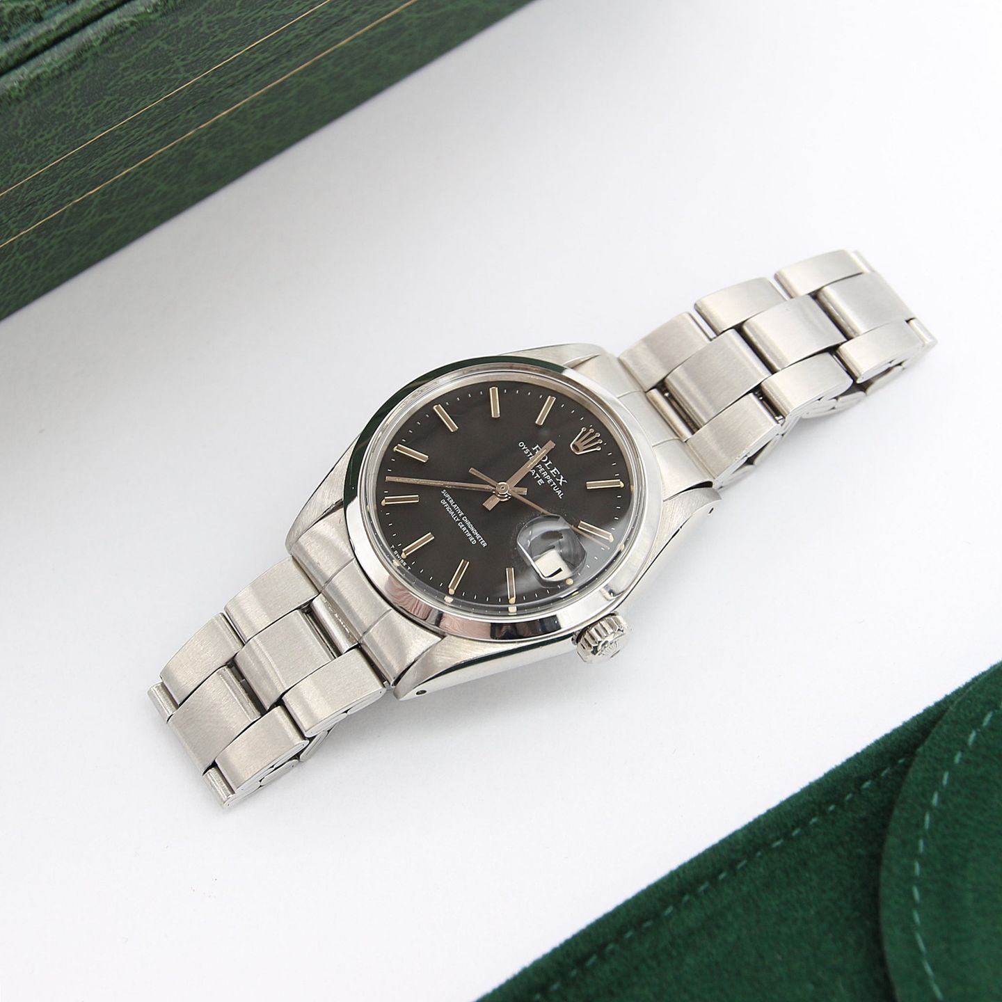 Rolex Oyster Perpetual Date 1500 (Onbekend (willekeurig serienummer)) - Zwart wijzerplaat 34mm Staal (1/5)