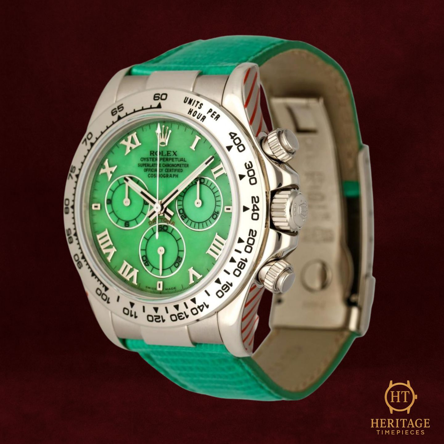 Rolex Daytona 116519 (2004) - Green dial 40 mm White Gold case (2/8)