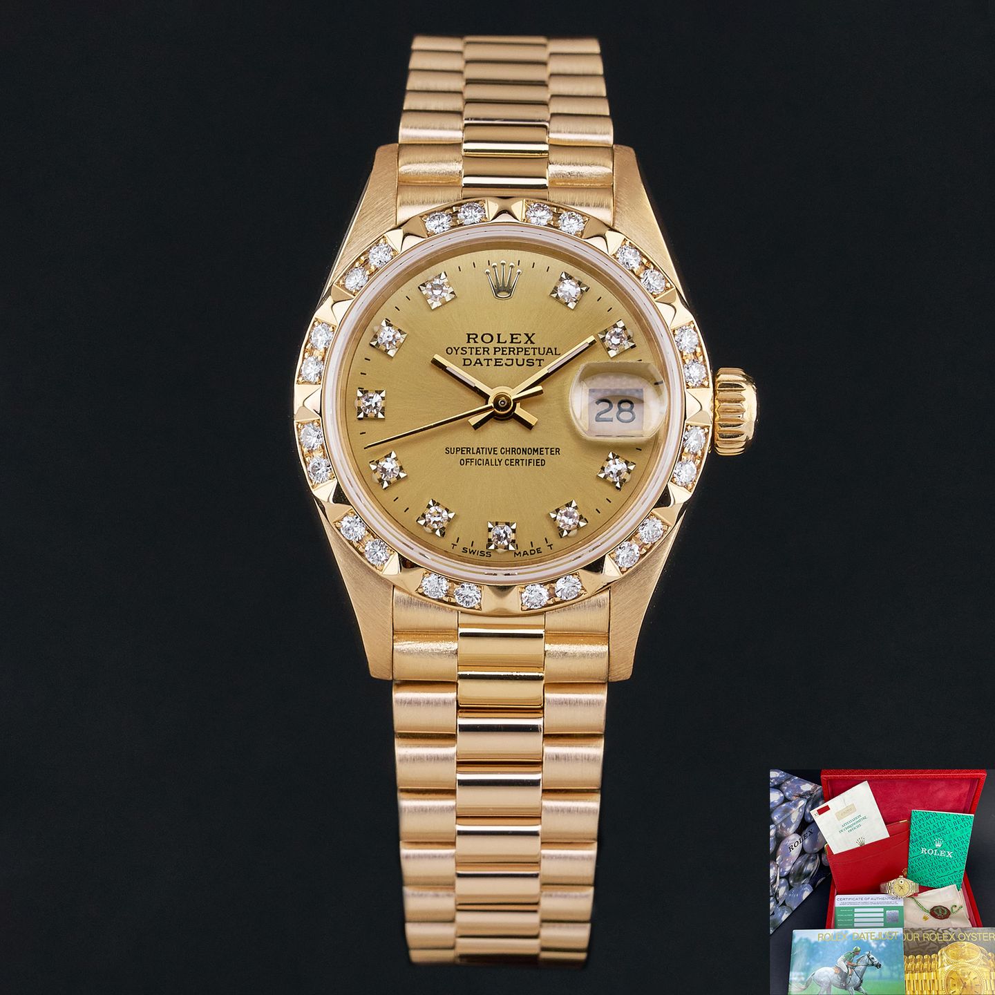 Rolex Lady-Datejust 69258 (1994) - Champagne dial 26 mm Yellow Gold case (1/8)