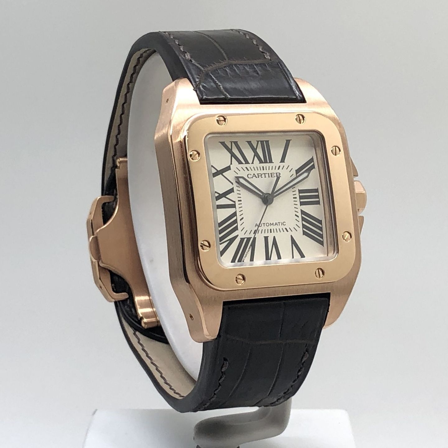 Cartier Santos 100 2792 (Unknown (random serial)) - White dial 41 mm Rose Gold case (3/8)