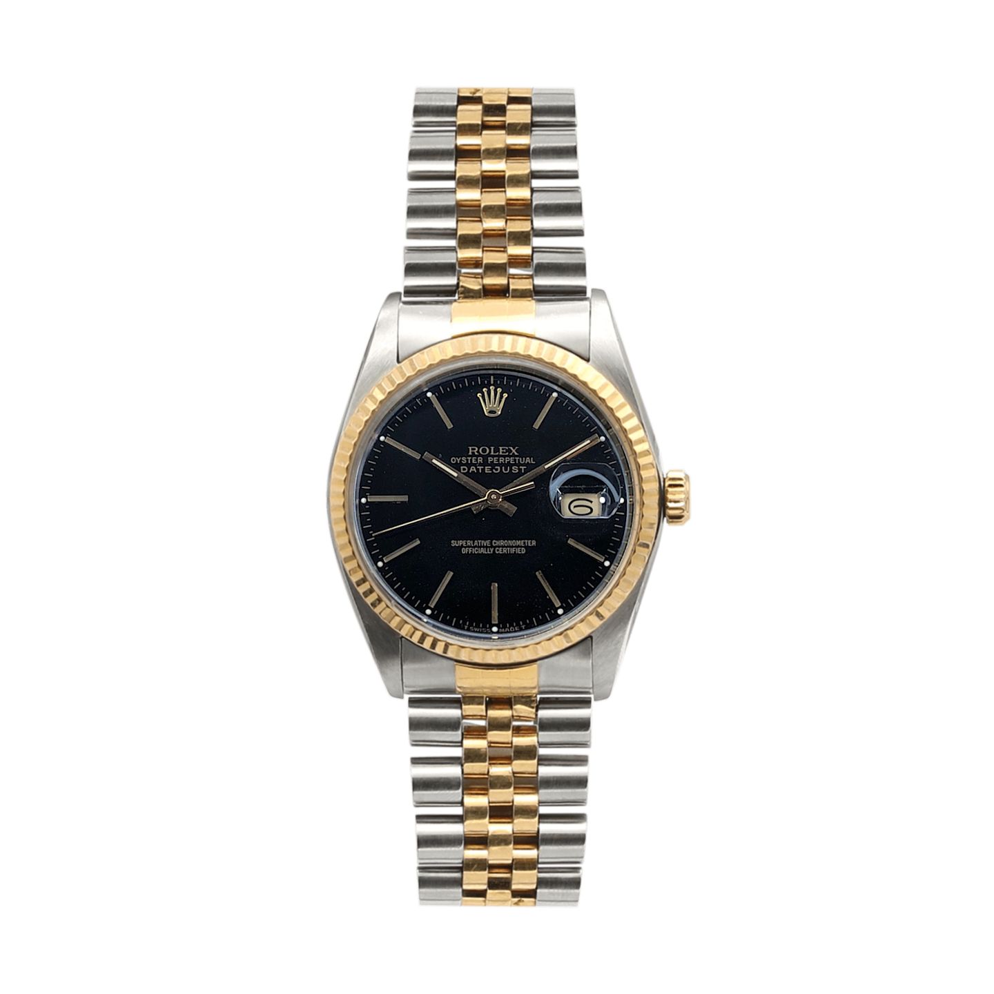 Rolex Datejust 36 16013 (Unknown (random serial)) - Black dial 36 mm Gold/Steel case (2/6)