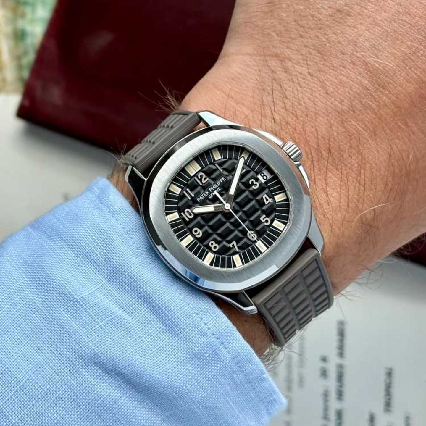 Patek Philippe Aquanaut 5065 (2006) - Zwart wijzerplaat 38mm Staal (4/8)