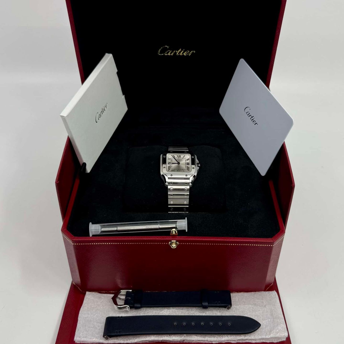 Cartier Santos WSSA0082 (Unknown (random serial)) - Silver dial 27 mm Steel case (3/8)