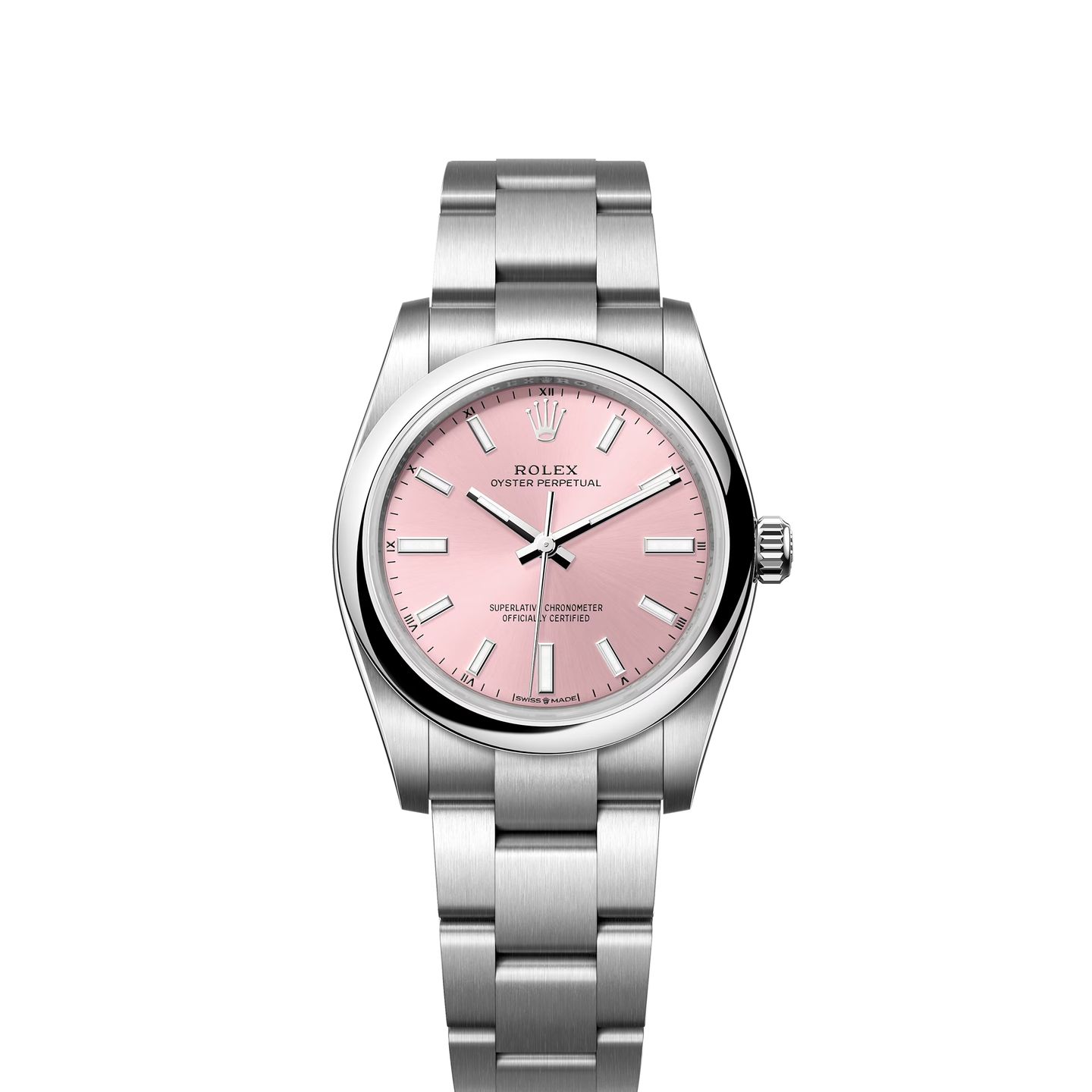 Rolex Oyster Perpetual 34 124200 (2024) - Roze wijzerplaat 28mm Staal (1/8)