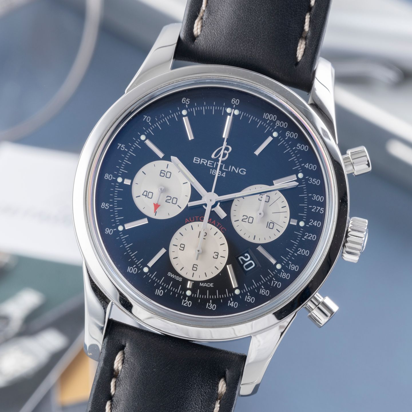 Breitling Transocean Chronograph AB0152 (Onbekend (willekeurig serienummer)) - Zwart wijzerplaat 43mm Staal (3/8)