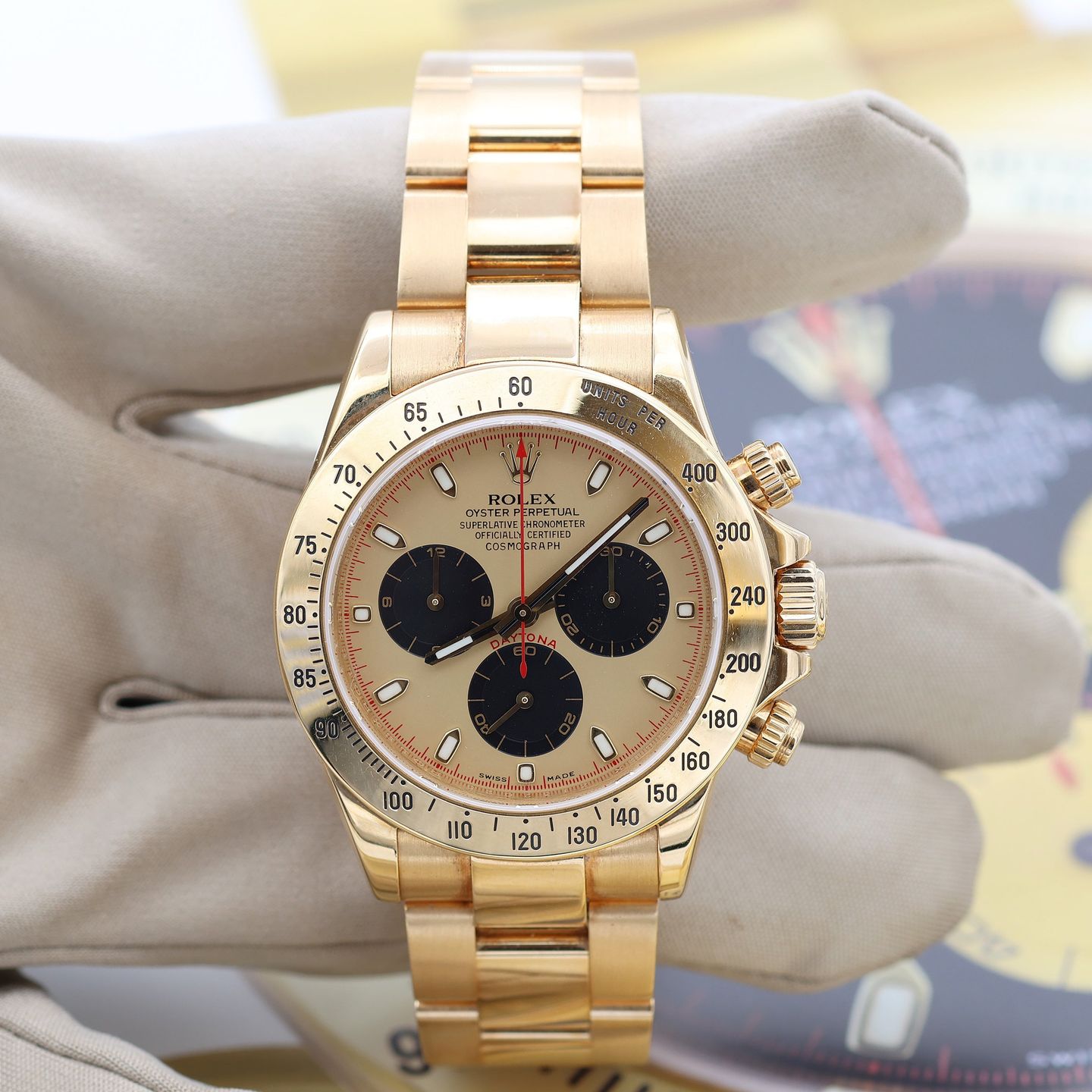 Rolex Daytona 116528 (Onbekend (willekeurig serienummer)) - Champagne wijzerplaat 40mm Geelgoud (4/8)