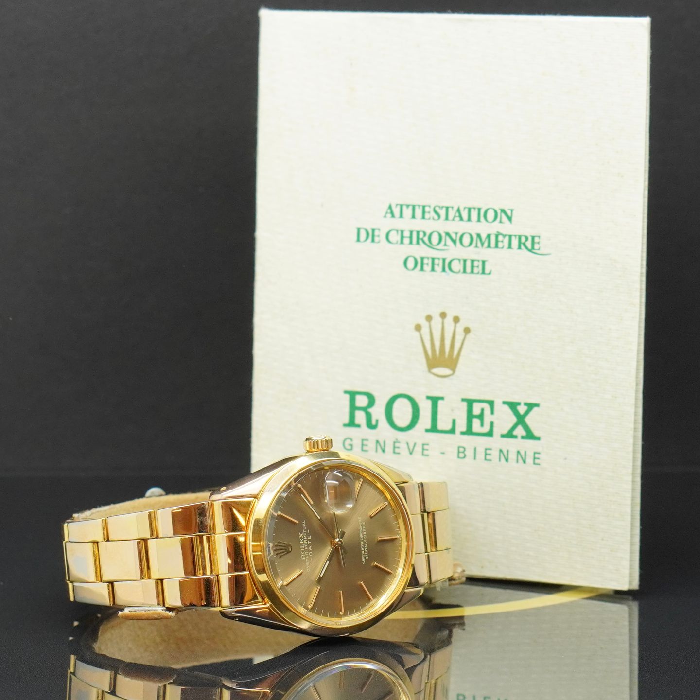 Rolex Oyster Perpetual Date 1550 (1972) - Goud wijzerplaat 34mm Staal (5/7)