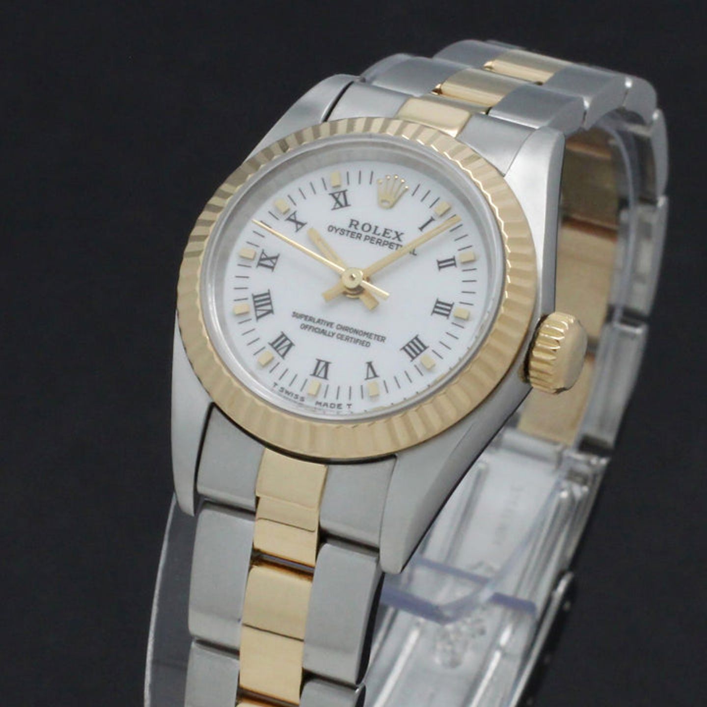 Rolex Oyster Perpetual 67193 (1995) - Wit wijzerplaat 26mm Goud/Staal (7/7)