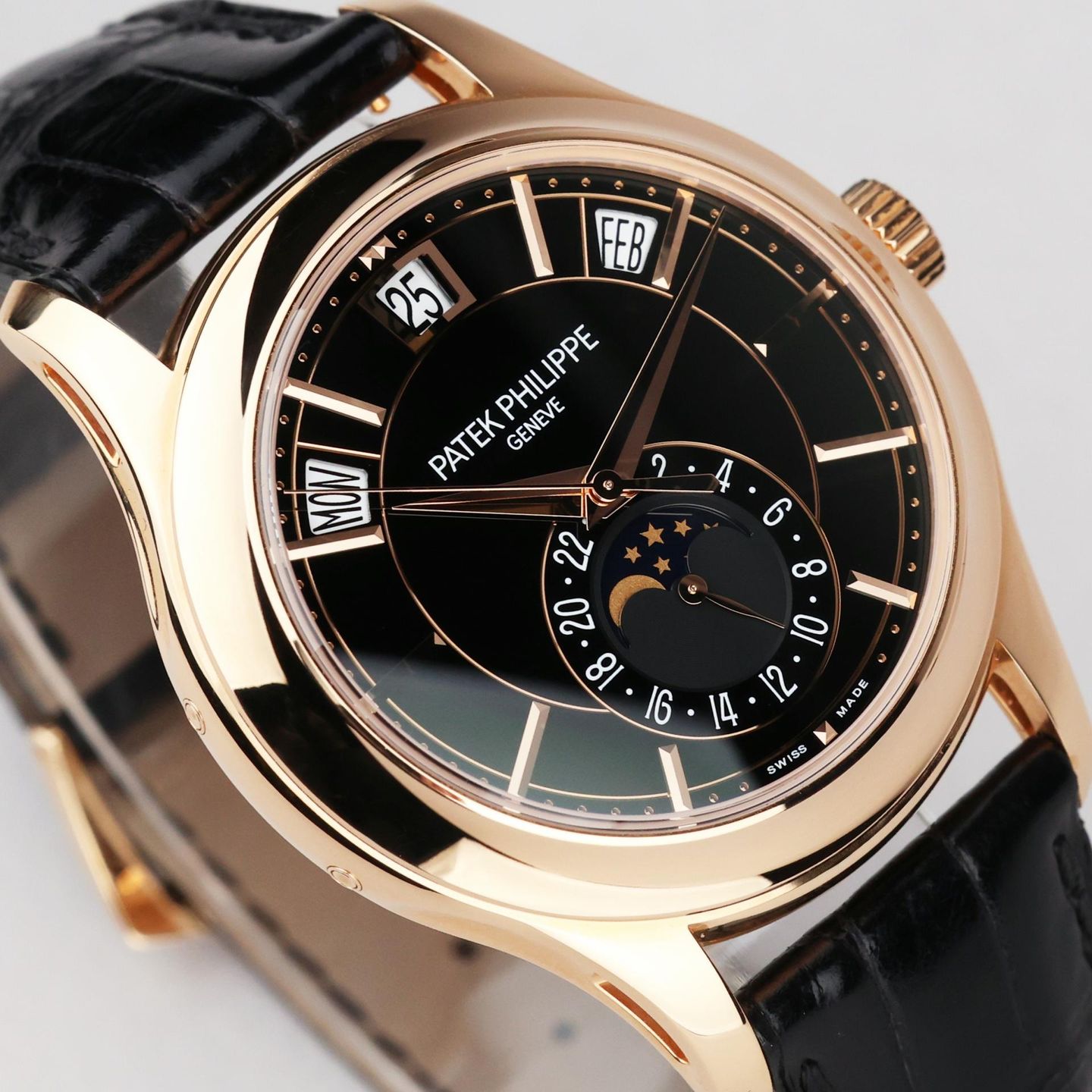 Patek Philippe Annual Calendar 5205R (2016) - Zwart wijzerplaat 41mm Roségoud (3/8)