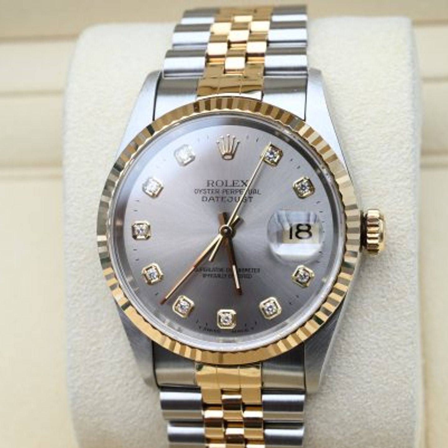 Rolex Datejust 36 16233 (1996) - Grey dial 36 mm Gold/Steel case (7/8)