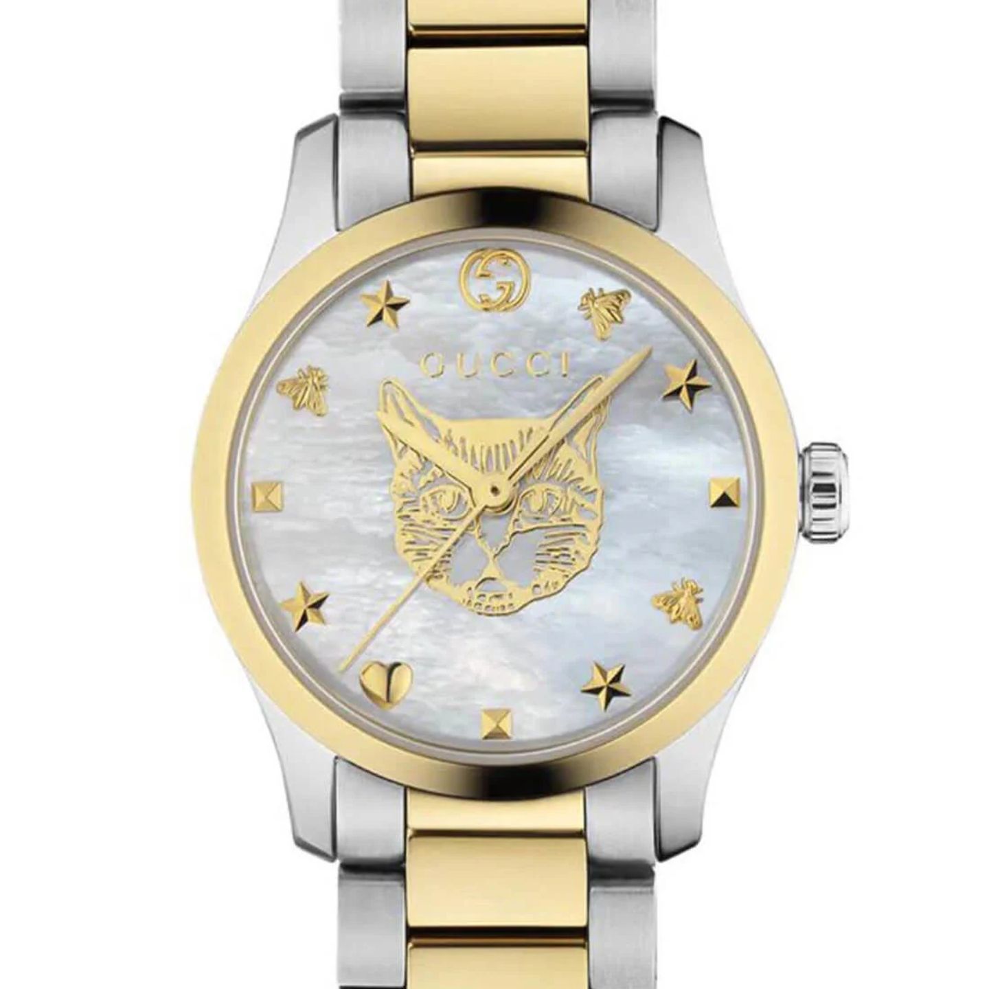 Gucci G-Timeless YA1265012 (2023) - Pearl dial 27 mm Gold/Steel case (2/3)