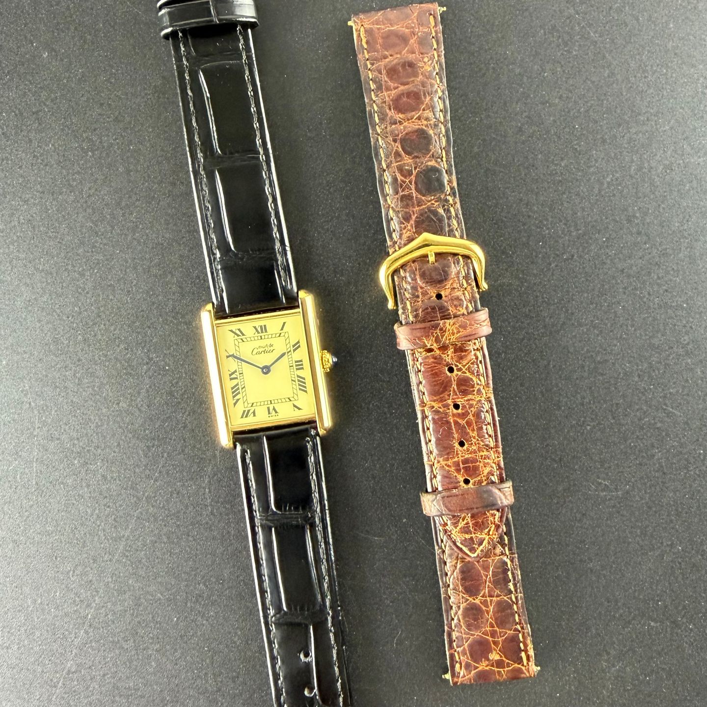 Cartier Tank 590005 (1990) - Champagne wijzerplaat 23mm Goud/Staal (3/8)