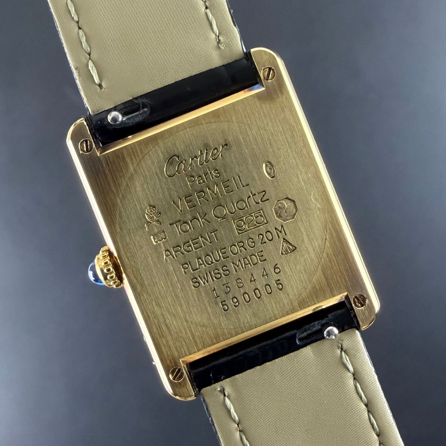 Cartier Tank 590005 (1990) - Champagne wijzerplaat 23mm Goud/Staal (4/8)