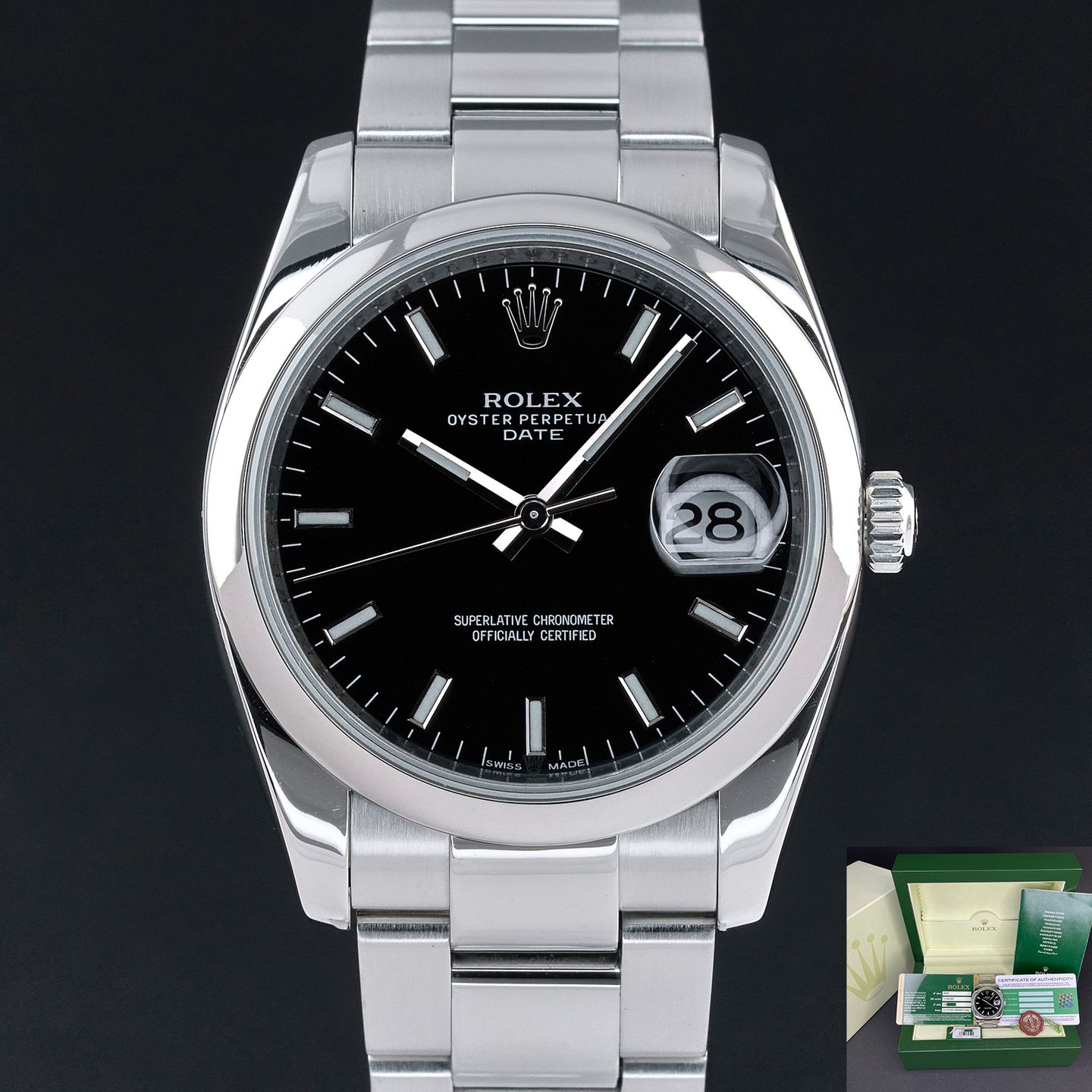 Rolex Oyster Perpetual Date 115200 (2010) - 34mm Staal (1/7)