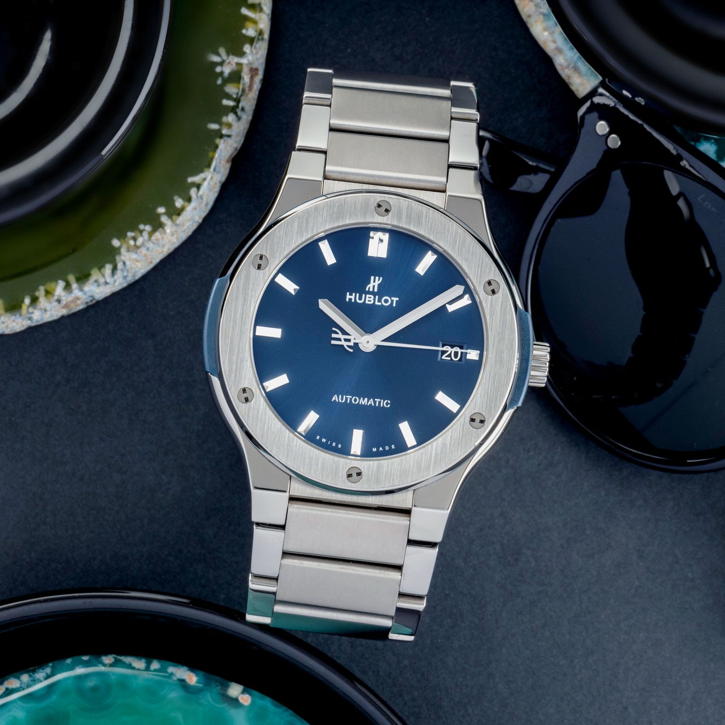 Hublot Classic Fusion Blue 510.NX.7170.NX (Onbekend (willekeurig serienummer)) - Blauw wijzerplaat 45mm Titanium (1/8)