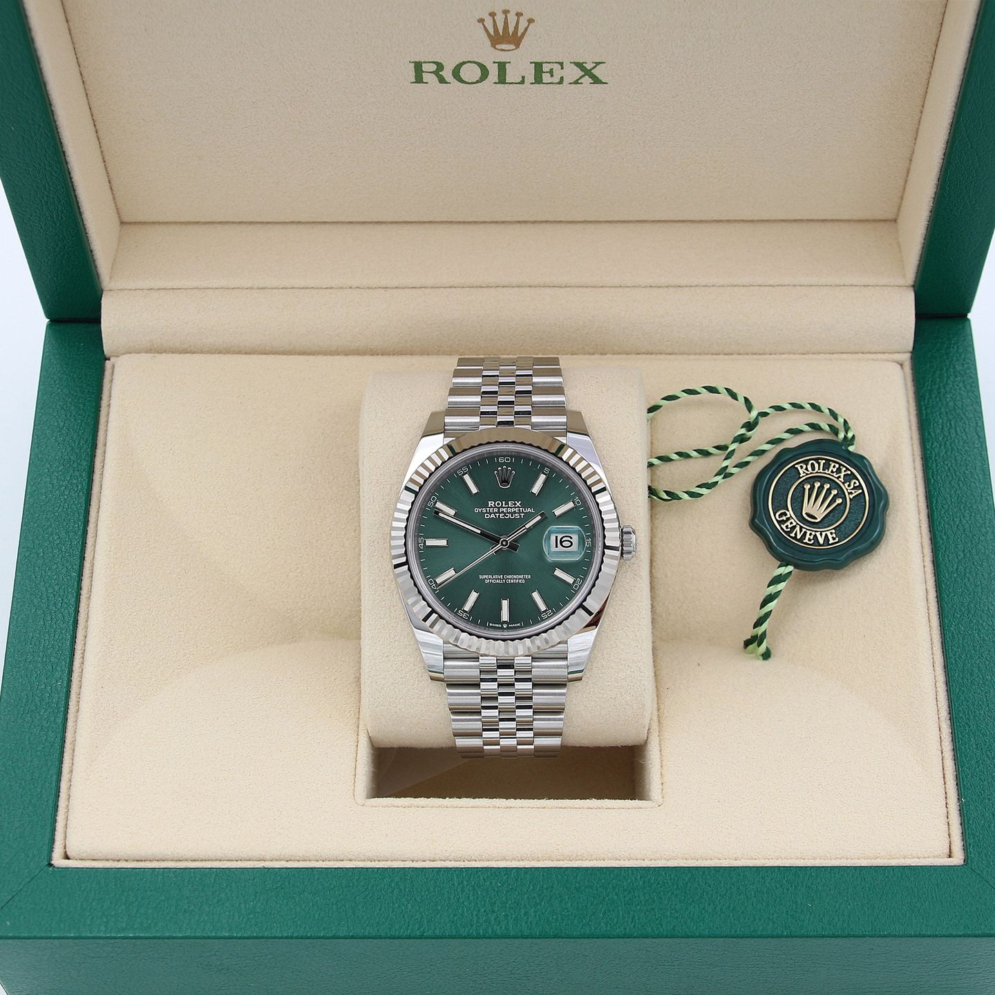 Rolex Datejust 41 126334 (2022) - Groen wijzerplaat 41mm Staal (1/7)