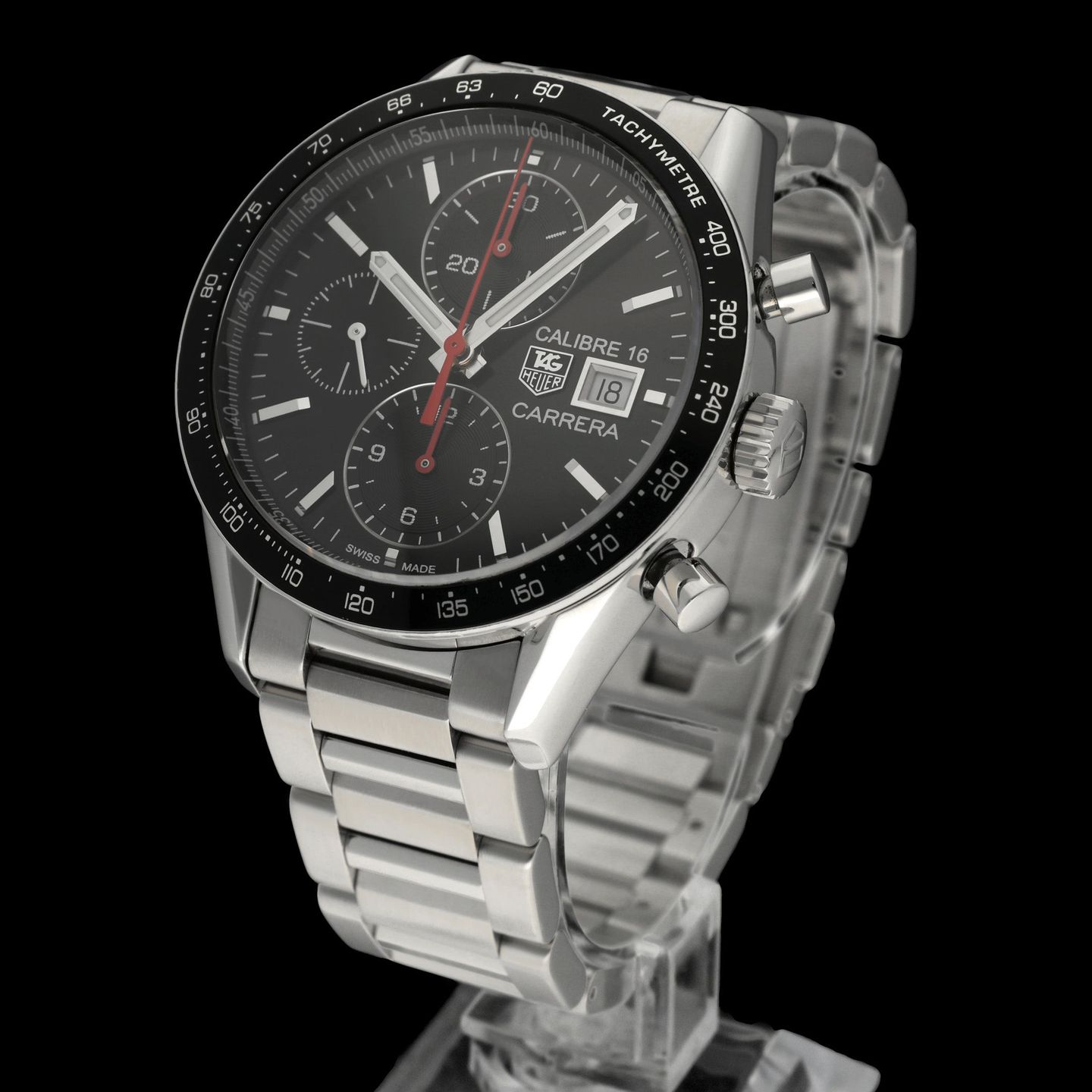 TAG Heuer Carrera Calibre 16 CV201AK (2016) - Black dial 41 mm Steel case (2/8)