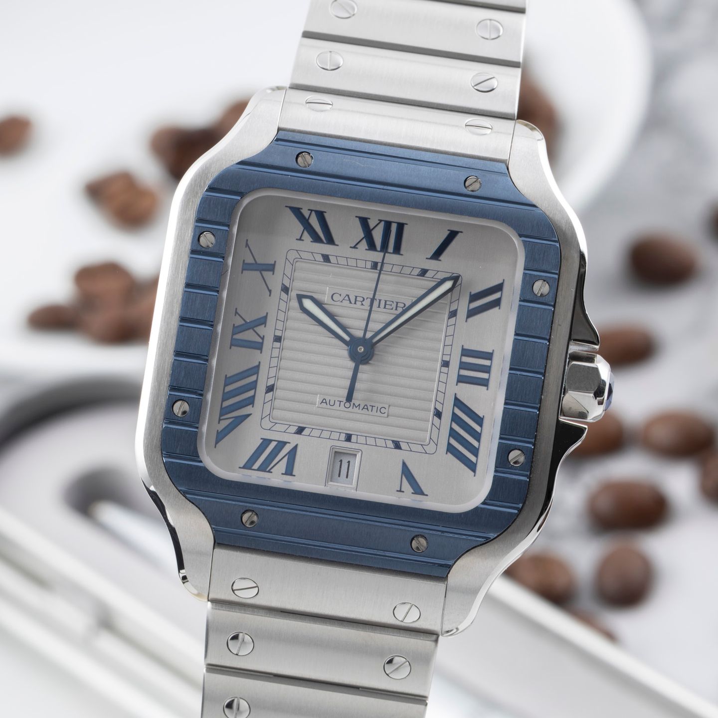 Cartier Santos WSSA0047 (Onbekend (willekeurig serienummer)) - Grijs wijzerplaat 40mm Staal (3/8)