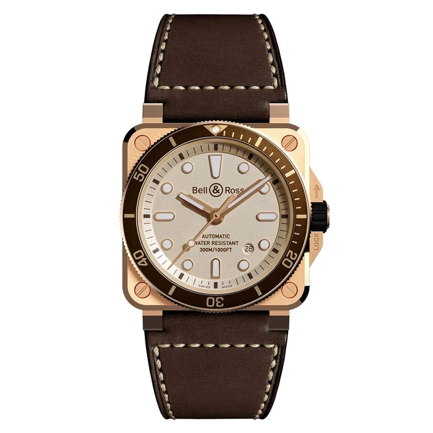 Bell & Ross BR 03 BR0392-D-WH-BR/SCA (2024) - Zilver wijzerplaat 43mm Brons (1/2)