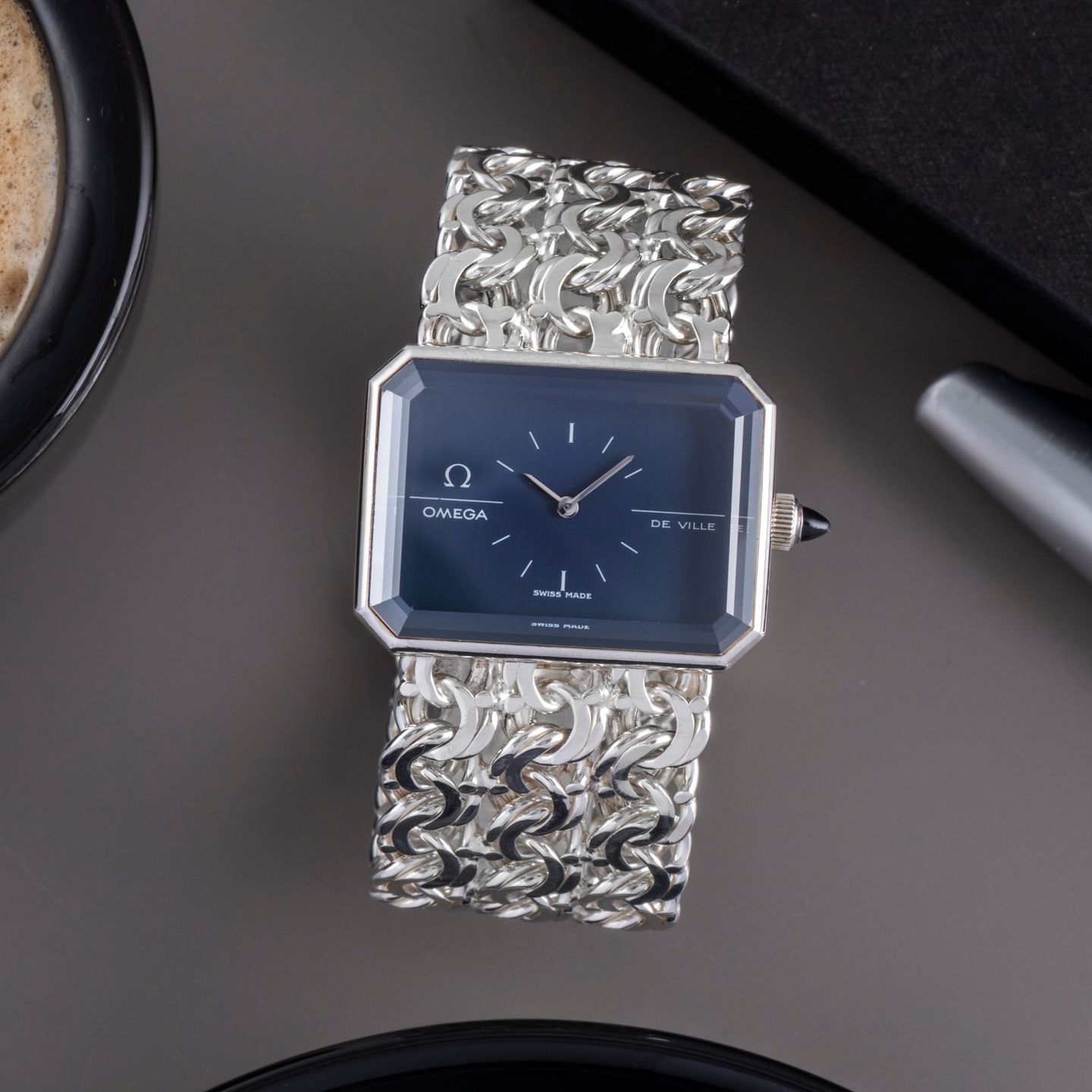 Omega De Ville 8272 (1974) - Blauw wijzerplaat 32mm Zilver (1/8)