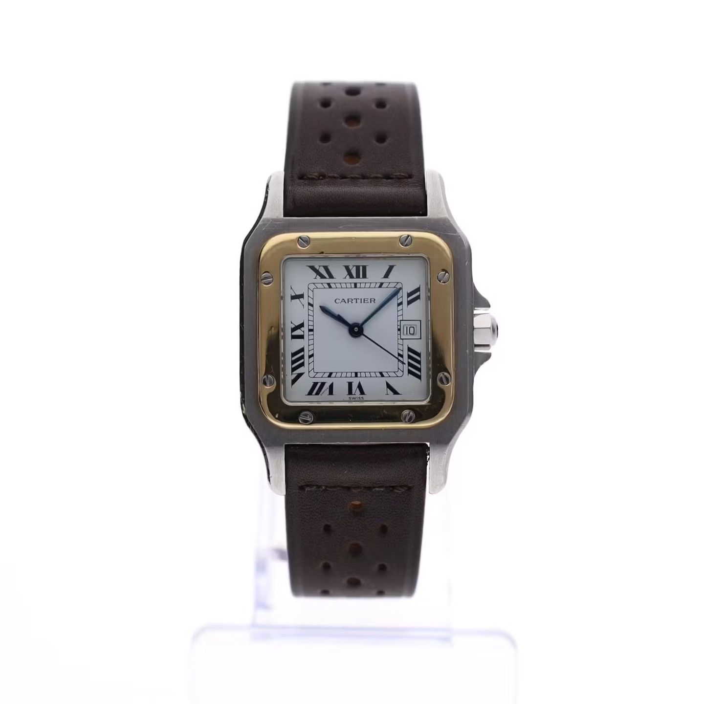 Cartier Santos 2961 (1990) - Wit wijzerplaat 29mm Goud/Staal (1/8)