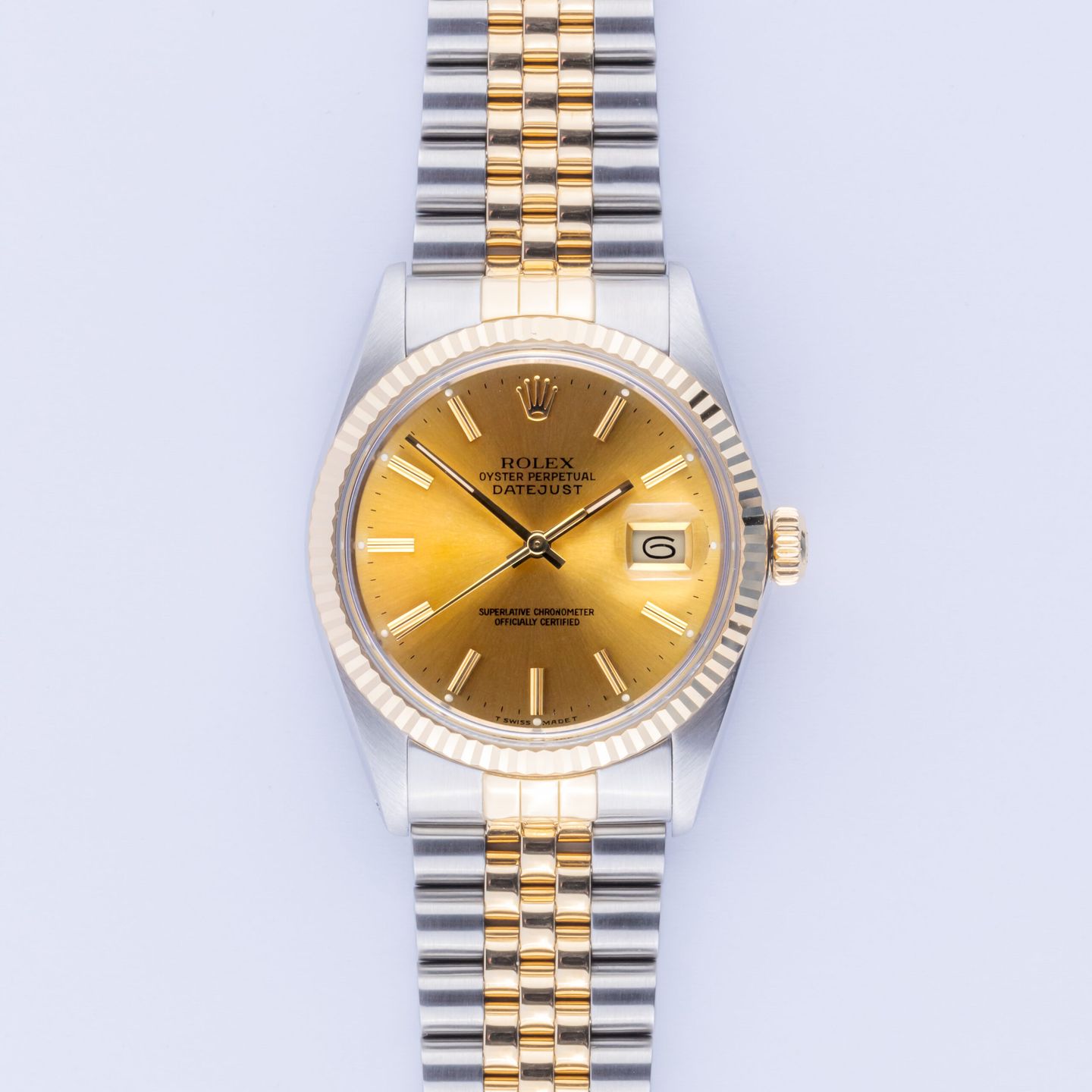 Rolex Datejust 36 16013 (1987) - Champagne wijzerplaat 36mm Goud/Staal (3/7)