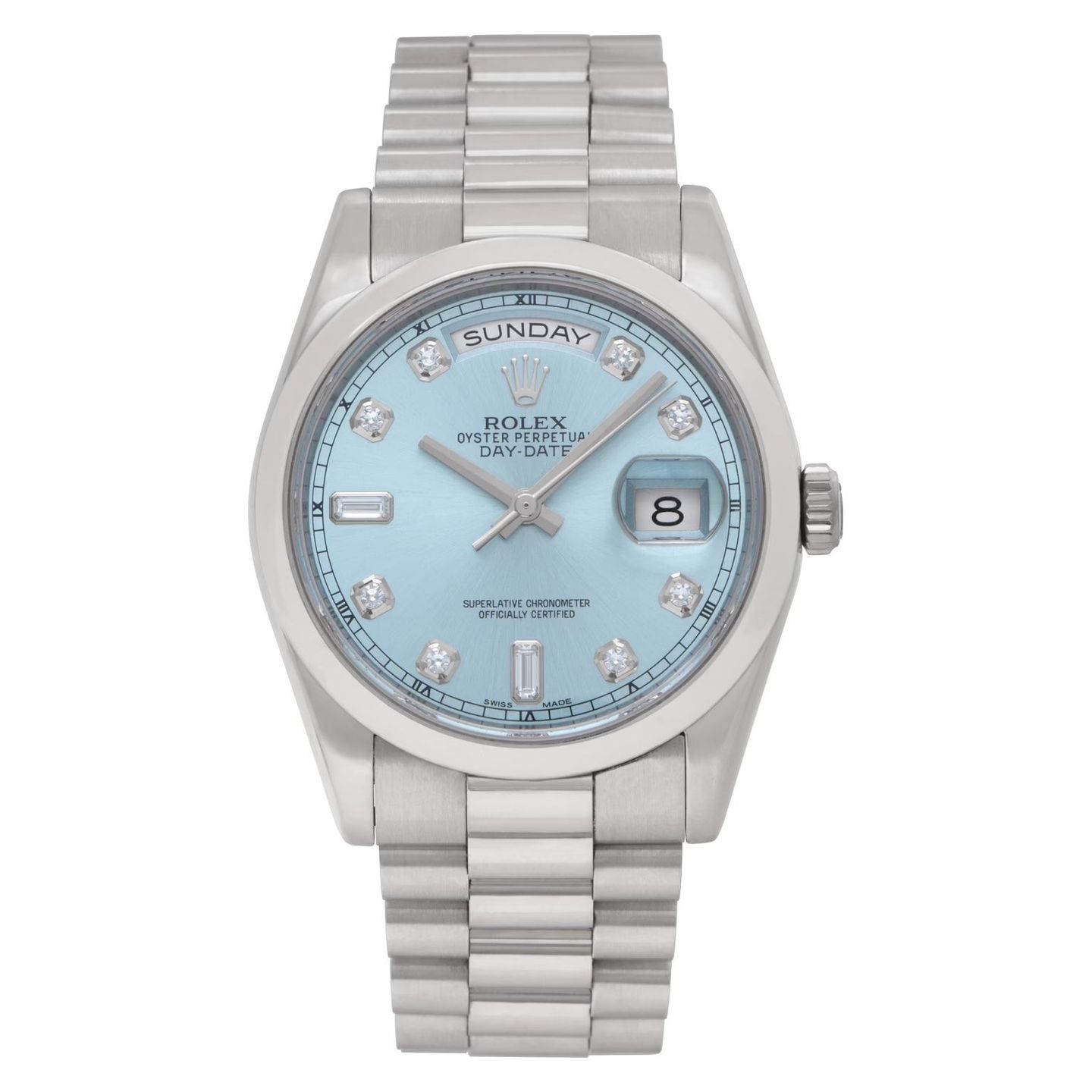 Rolex Day-Date 36 118206 (Onbekend (willekeurig serienummer)) - Blauw wijzerplaat 36mm Platina (1/1)