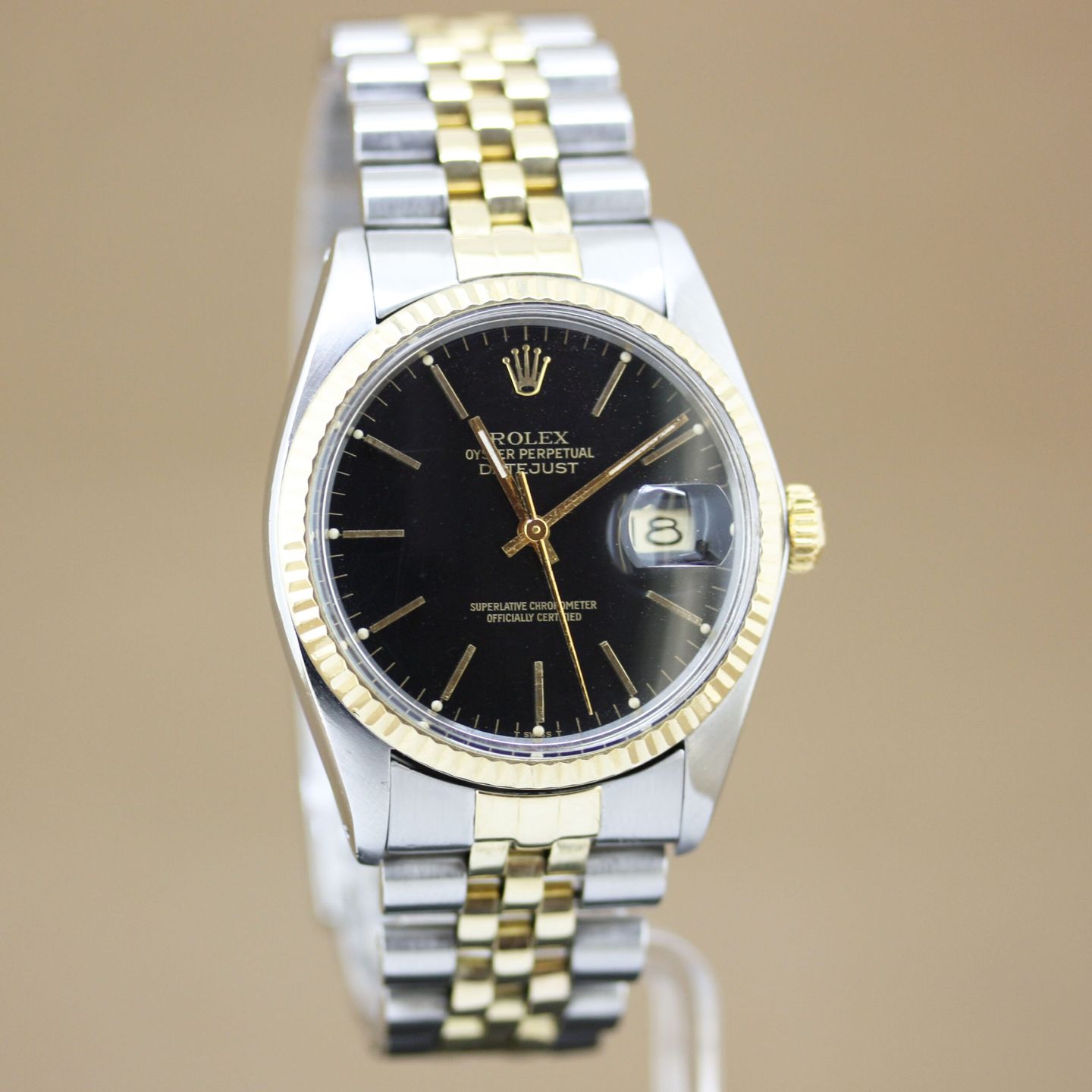 Rolex Datejust 36 16013 (1979) - Zwart wijzerplaat 36mm Goud/Staal (3/8)