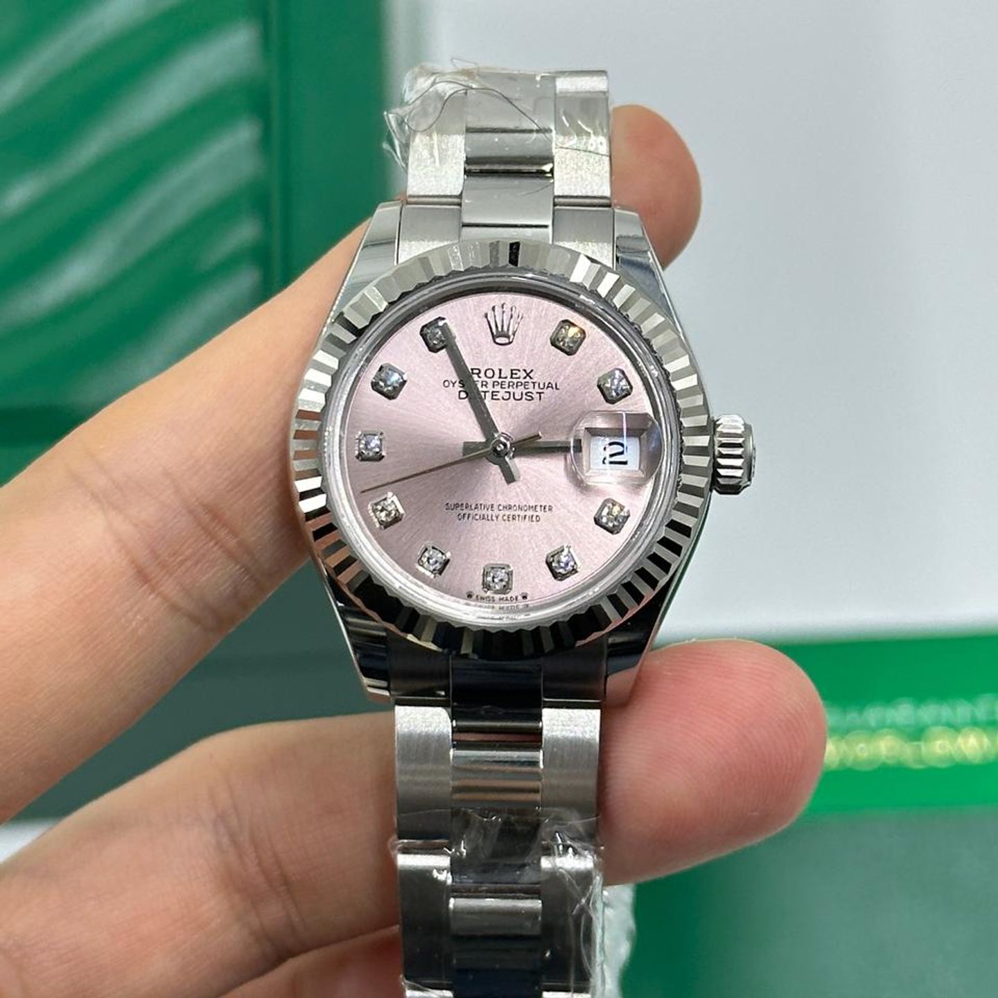 Rolex Lady-Datejust 279174 (2025) - Roze wijzerplaat 28mm Staal (9/10)
