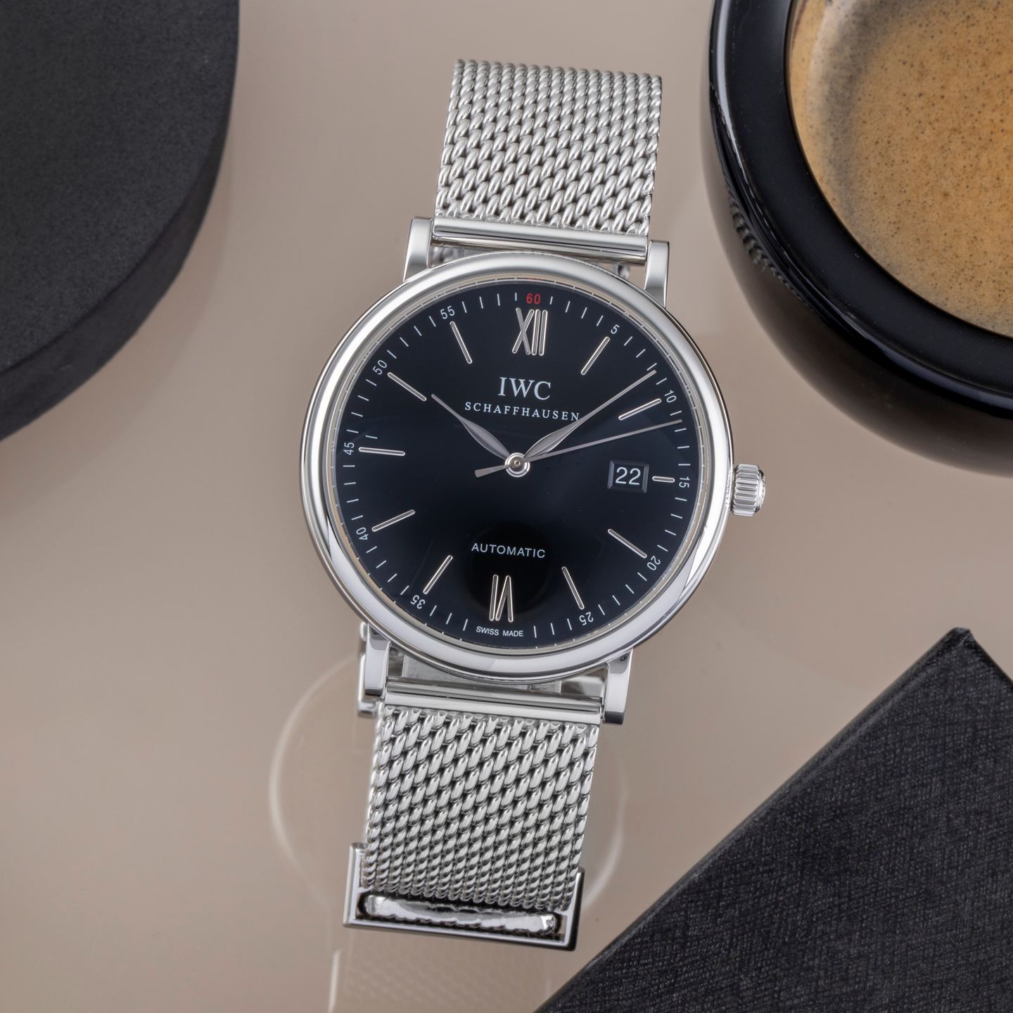 IWC Portofino Automatic IW356502 (2012) - Zwart wijzerplaat 40mm Staal (1/8)