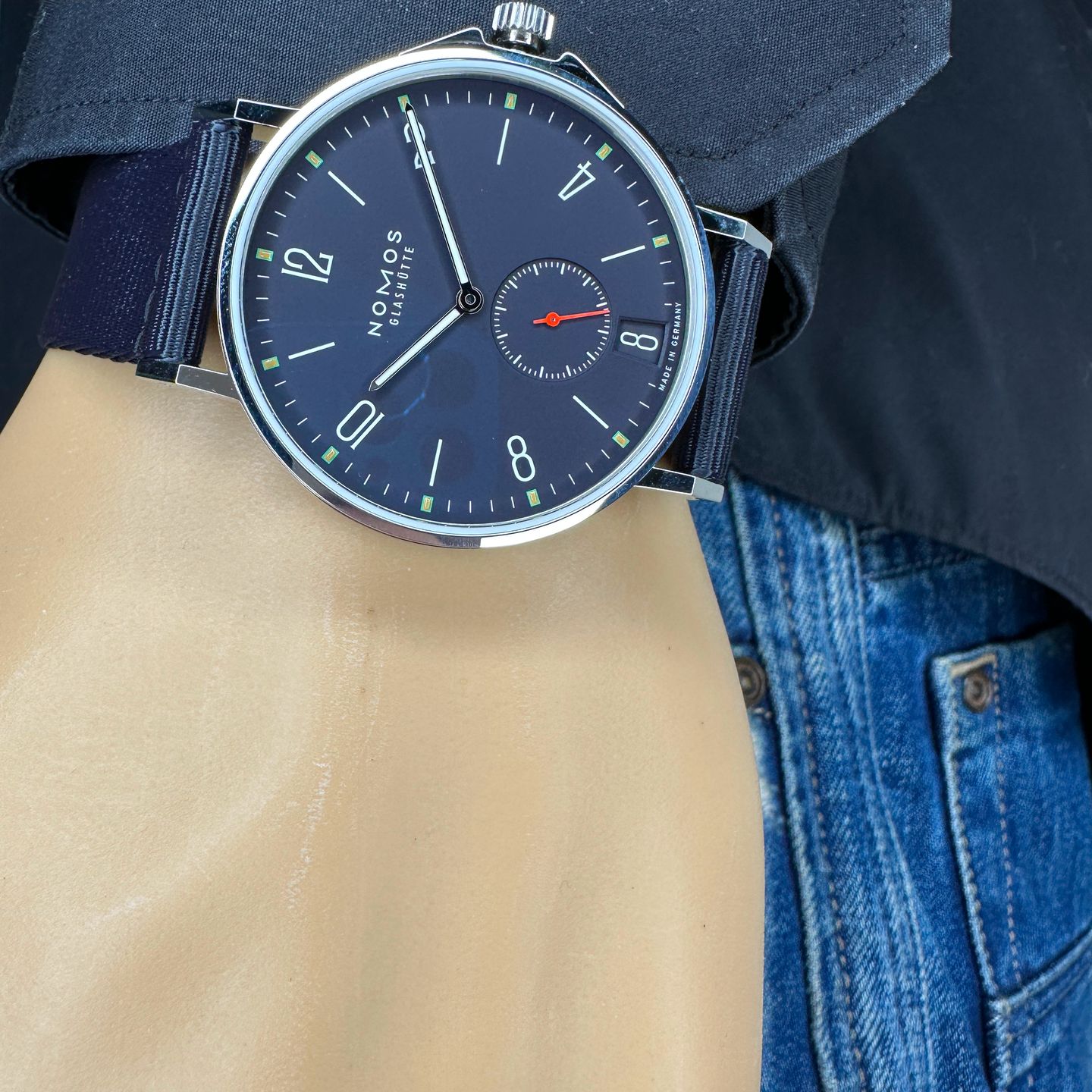 NOMOS Ahoi Atlantik Datum 558 (2024) - Blauw wijzerplaat 40mm Staal (3/8)