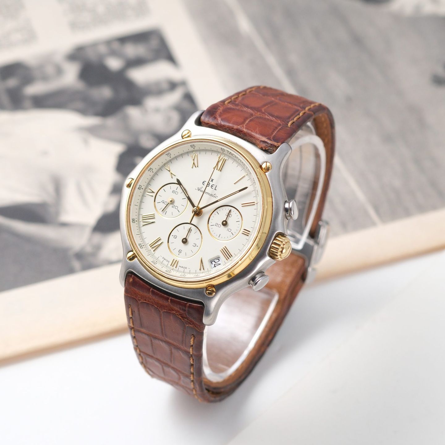 Ebel 1911 1134901 (1990) - White dial 39 mm Gold/Steel case (4/8)