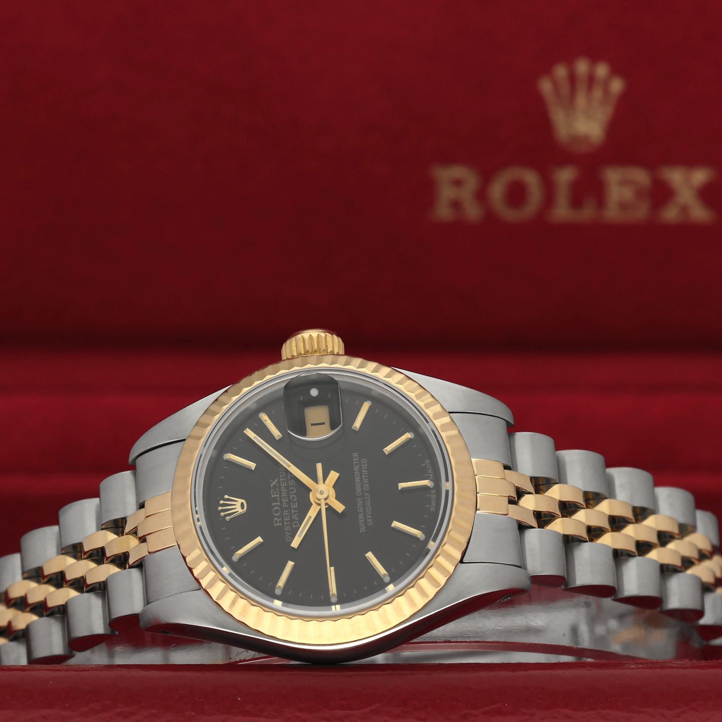 Rolex Lady-Datejust 69173 (1986) - Black dial 26 mm Gold/Steel case (3/8)