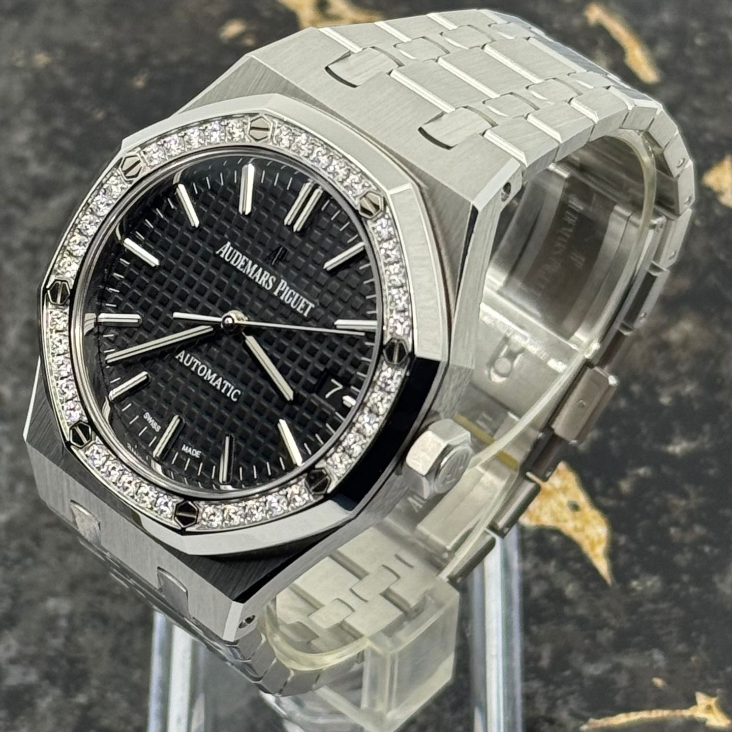 Audemars Piguet Royal Oak Lady 15451ST.ZZ.1256ST.01 (2014) - Black dial 37 mm Steel case (7/8)